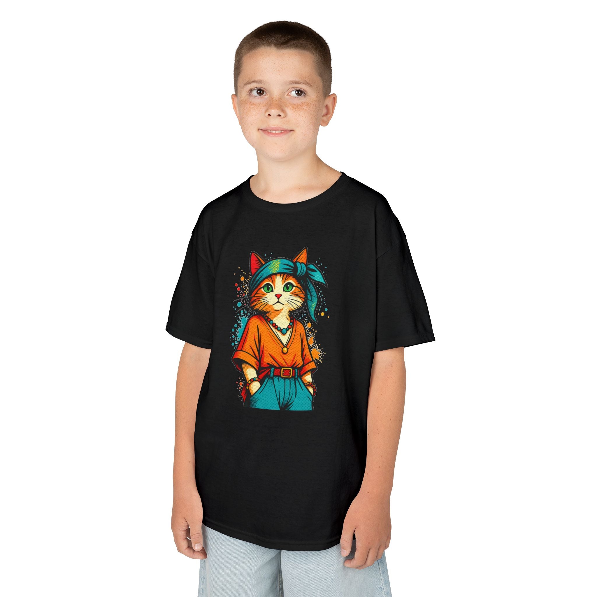 Kid's Retro Cat Tee — Cool Cat Graphic Shirt for Kids