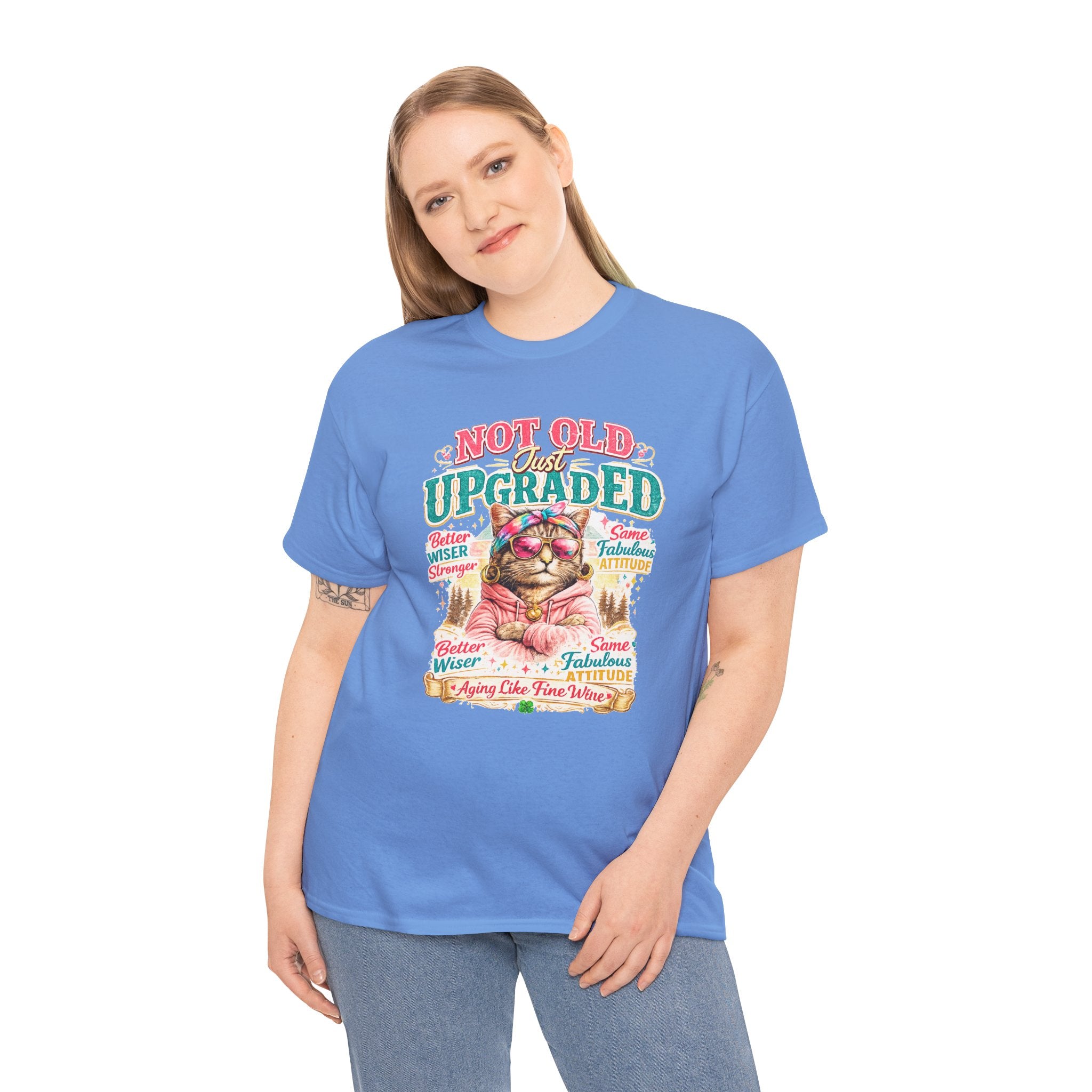 Not Old Just Upgraded Cat T-Shirt | Funny Cat Lover Tee | Vintage Birthday Shirt | Cute Kitty Graphic Tee | Gift for Cat Mom | Cat Lover Gift