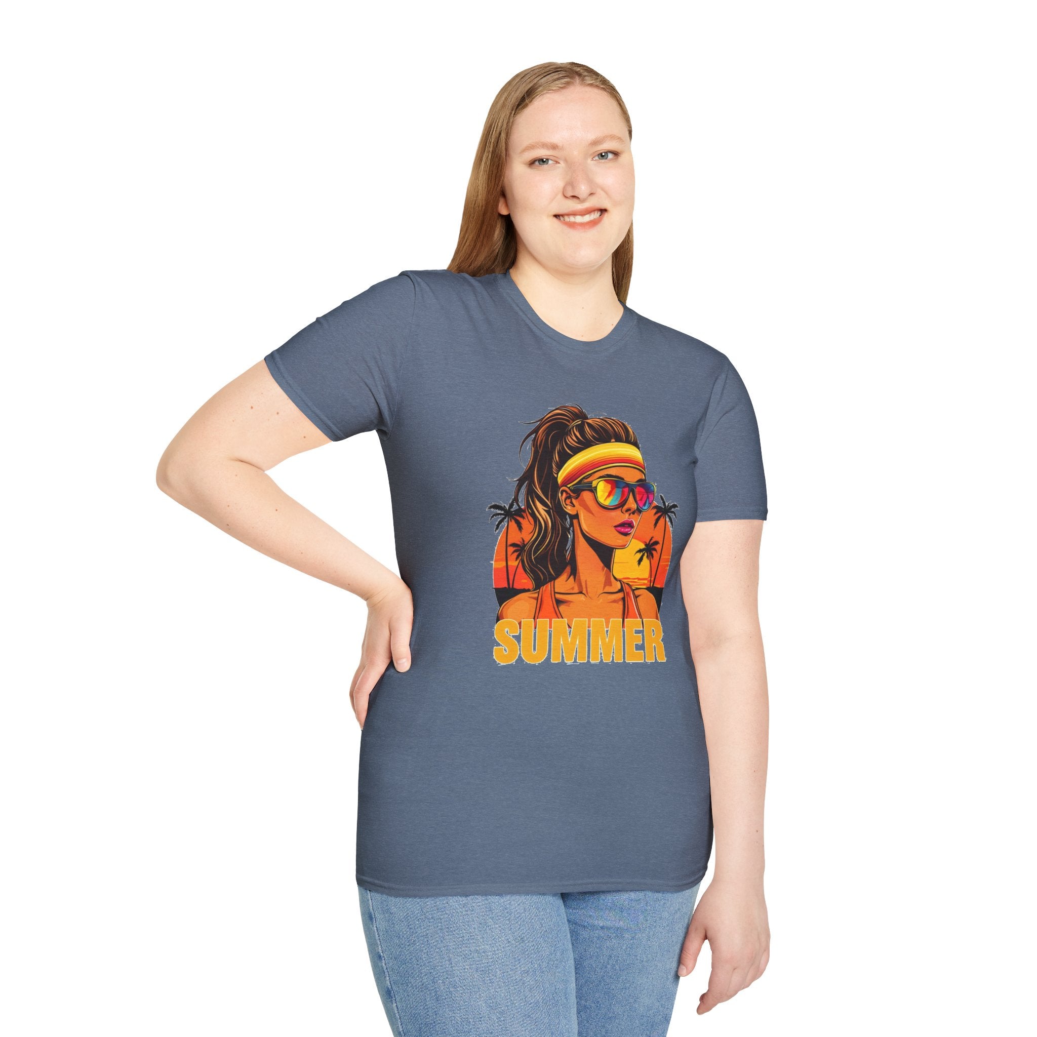 Summer Retro Graphic T-Shirt — 'SUMMER' Beach Babe Palm Tree Tee