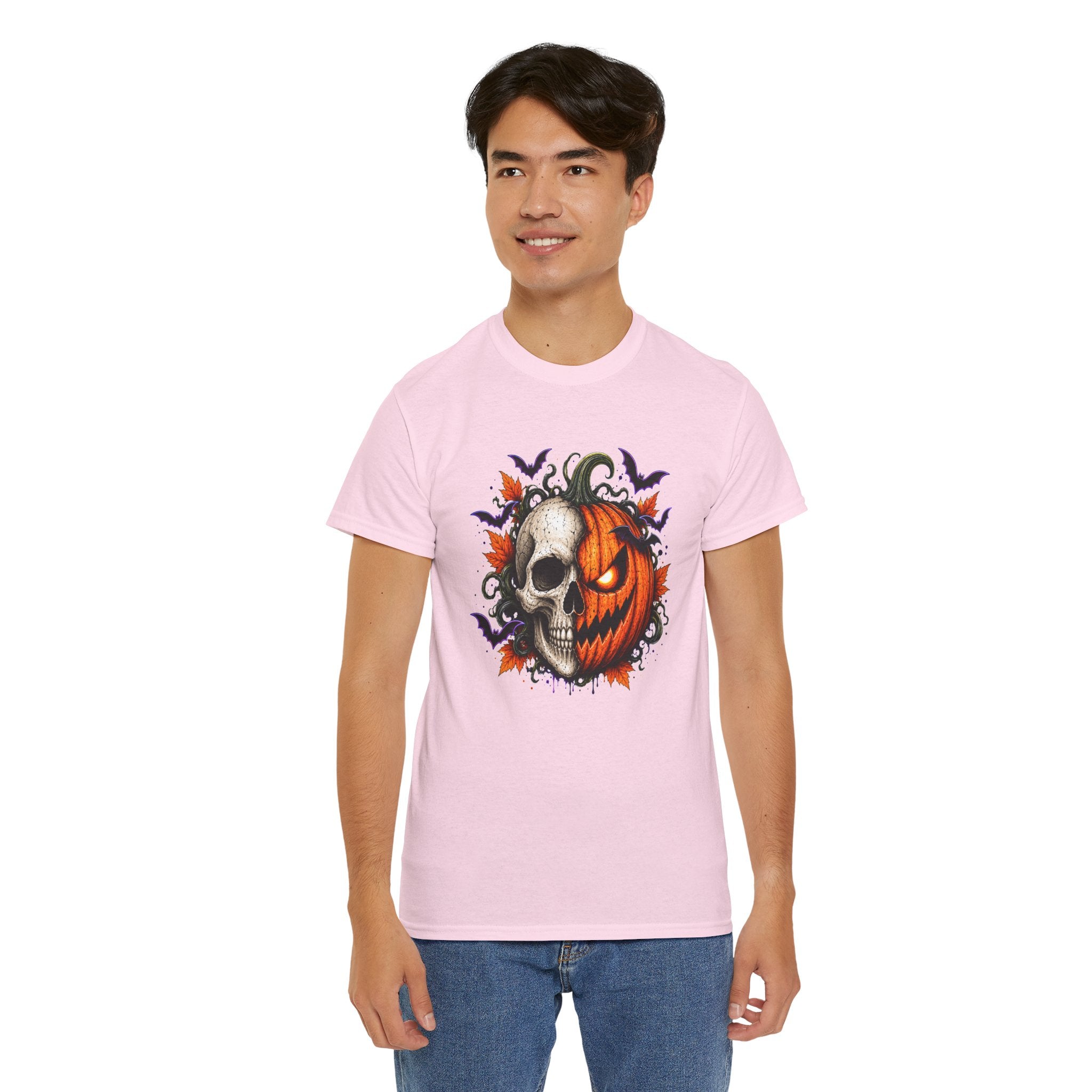 Halloween Skull Pumpkin T-Shirt, Spooky Jack O Lantern Graphic Tee, Unisex Halloween Shirt, Gothic Fall Tee