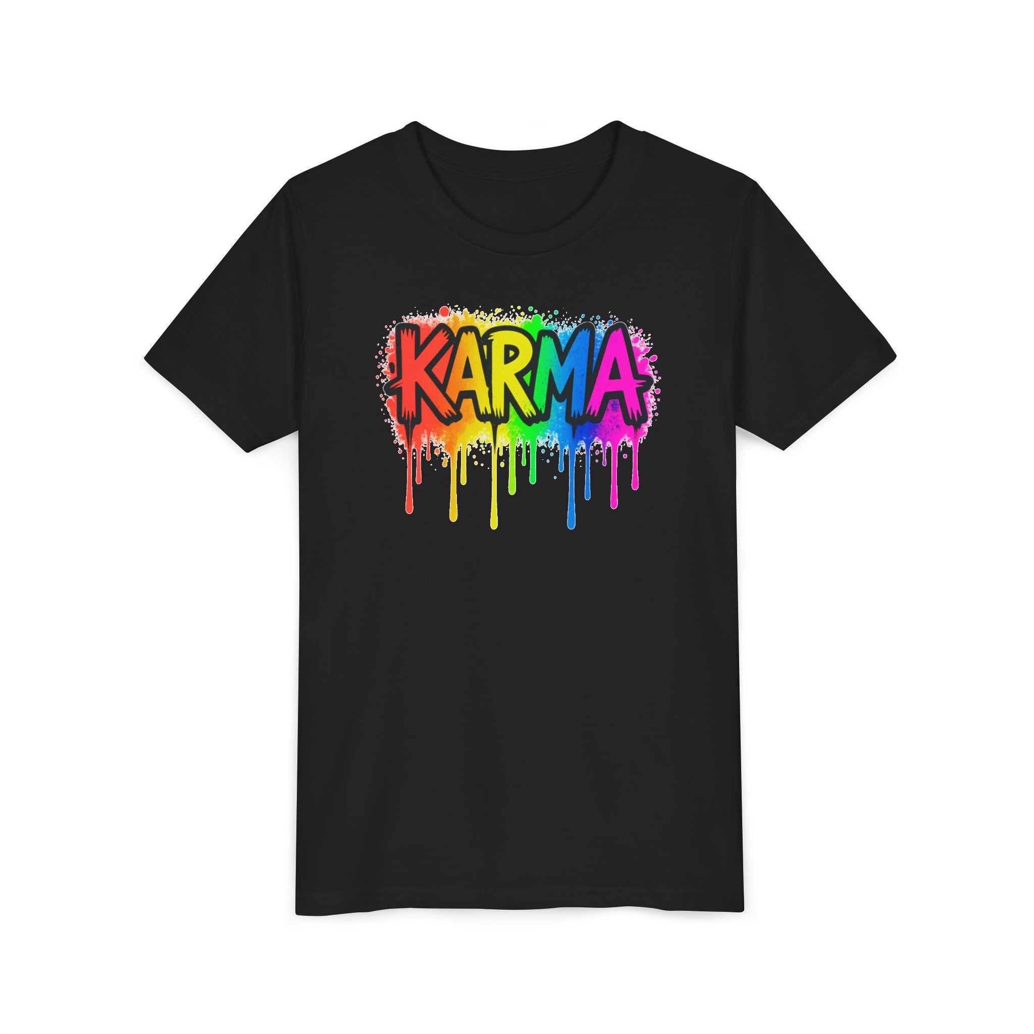 KARMA Rainbow Drip Youth Tee – Colorful Graffiti Kids T-Shirt