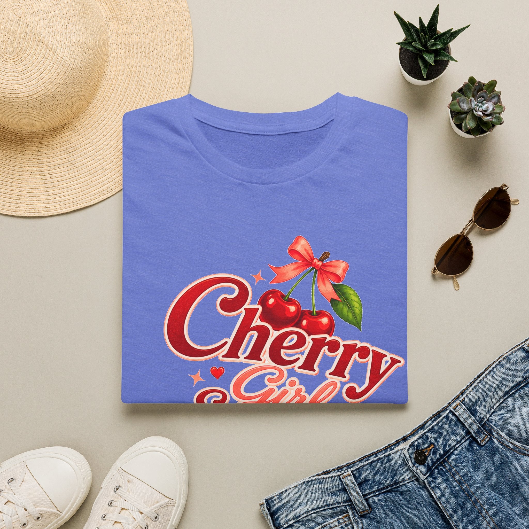 Cherry Girl Summer T-Shirt | Cute Retro Cherry Tee | Coquette Aesthetic Shirt | Summer Graphic Tee | Trendy Women's Shirt