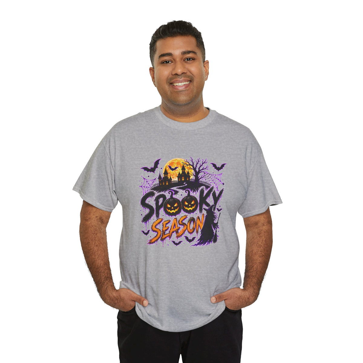 Spooky Season Halloween T-Shirt, Jack O Lantern Pumpkin Tee, Haunted House Graphic Shirt, Unisex Halloween Tee