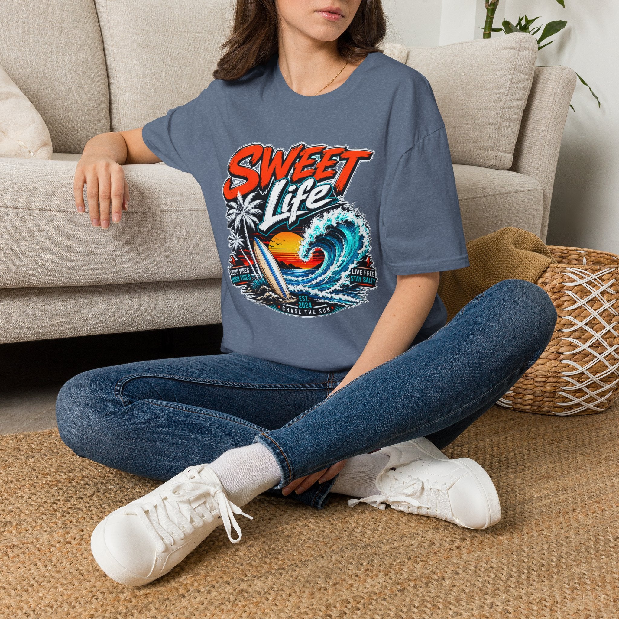 Vintage Beach T-Shirt, Sweet Life Surf Tee, Coastal Summer Graphic Shirt