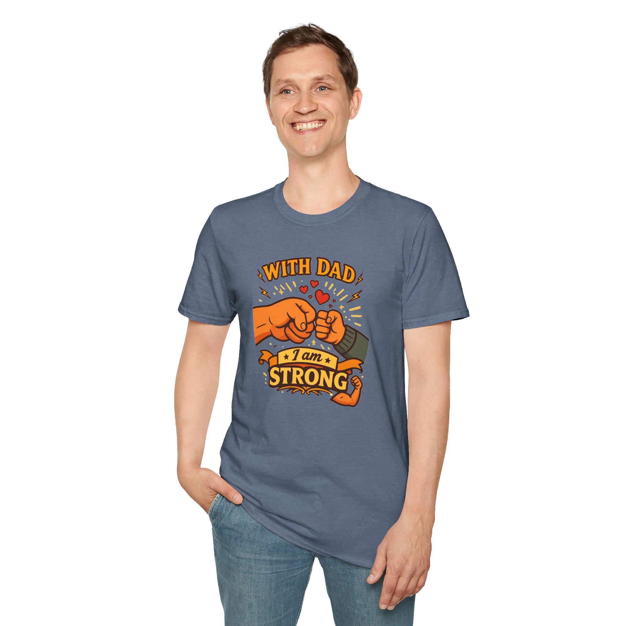 With Dad I Am Strong Shirt, Father’s Day Gift for Dad, Fist Bump Dad Tee, Matching Family Shirt, Cute Dad T-Shirt