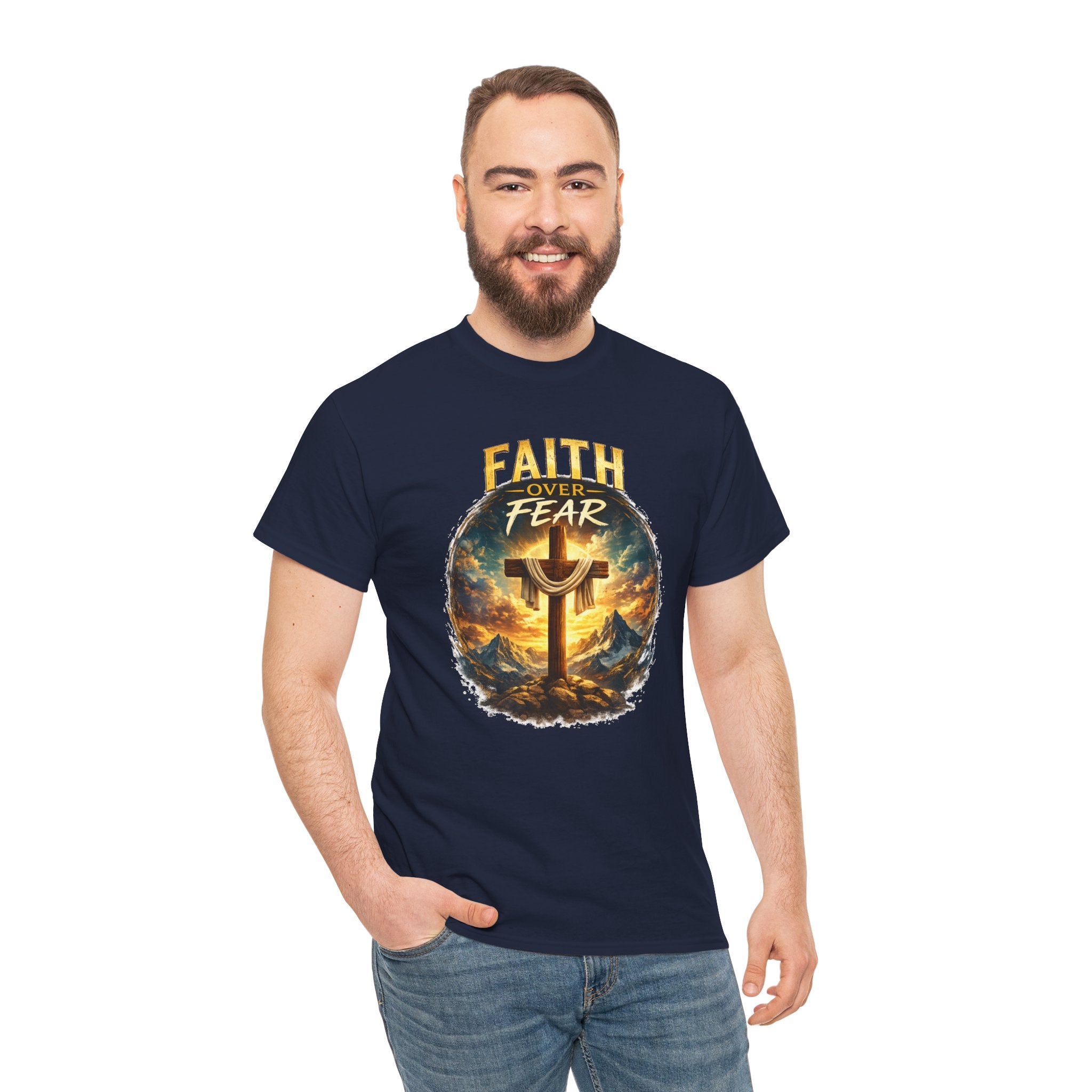 Faith Over Fear Christian T-Shirt | Cross Graphic Tee | Jesus Faith Shirt | Religious Unisex Shirt | Christian Gift for Men & Women