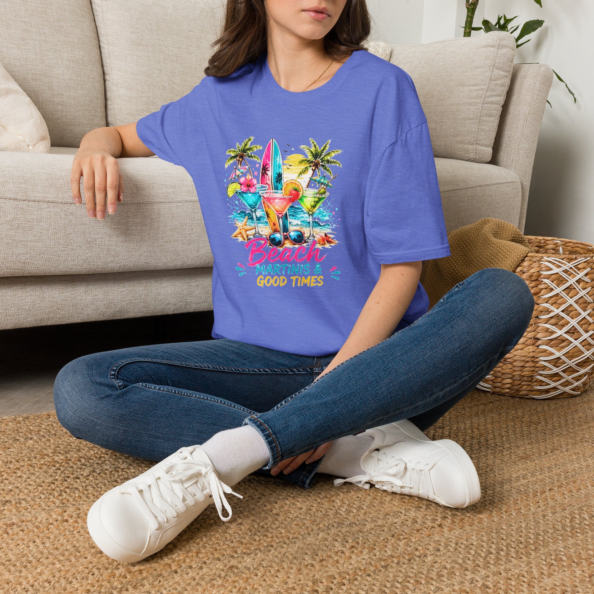 Beach Cocktails T-Shirt, Tropical Summer Shirt, Beach Martini Tee, Coastal Vacation Shirt, Summer Graphic Tee