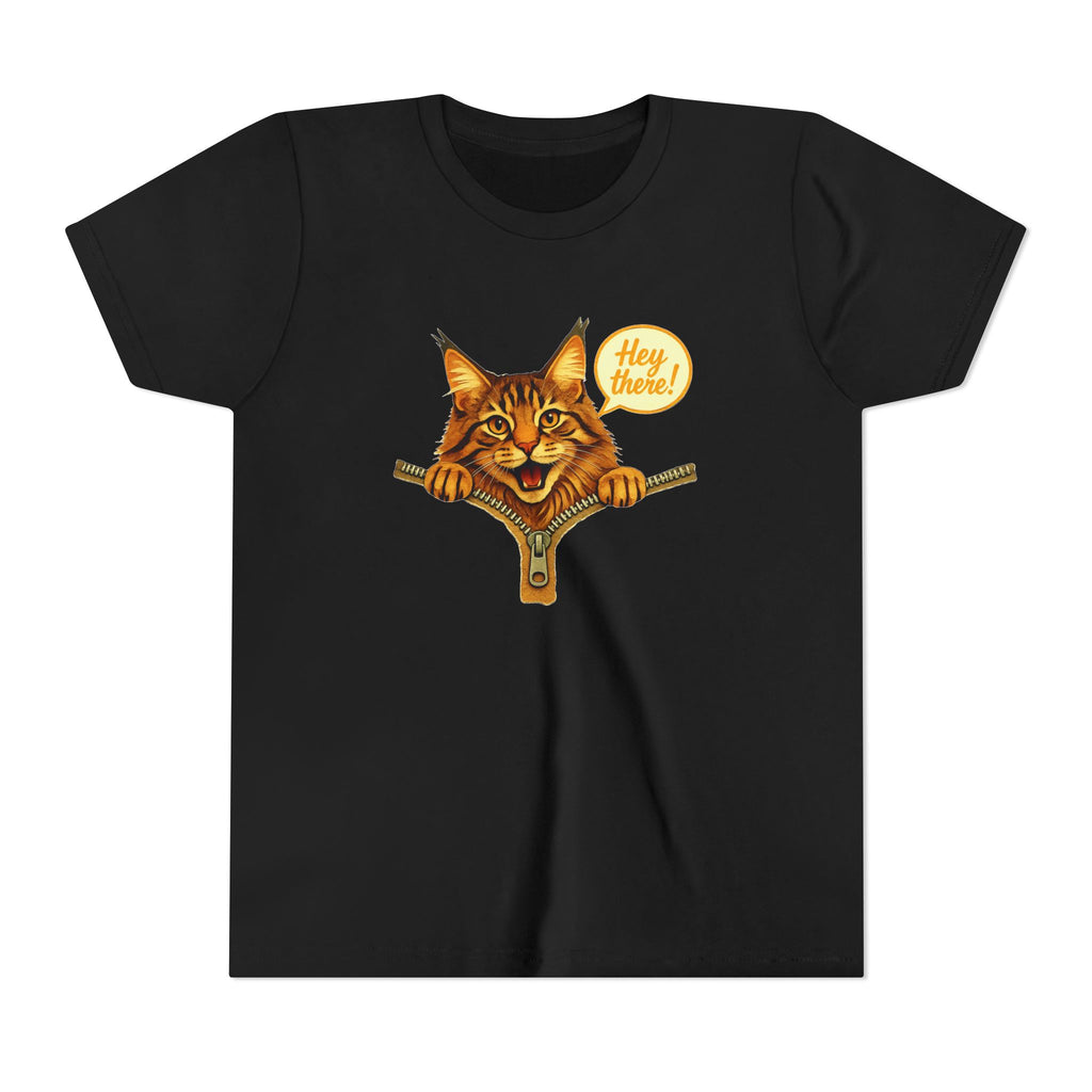 Cute Cat Youth Shirt, Hey There Kids Graphic Tee, Funny Cat T-Shirt for Kids, Animal Lover Youth Tee, Cute Kitty Shirt