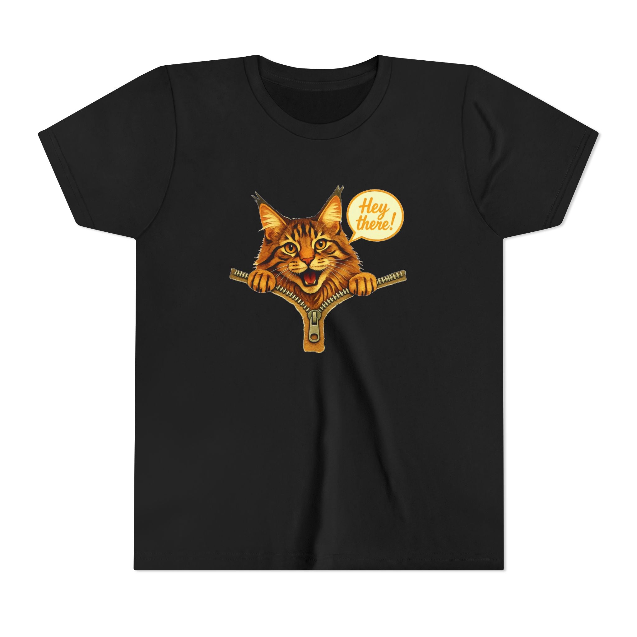 Cute Cat Youth Shirt, Hey There Kids Graphic Tee, Funny Cat T-Shirt for Kids, Animal Lover Youth Tee, Cute Kitty Shirt