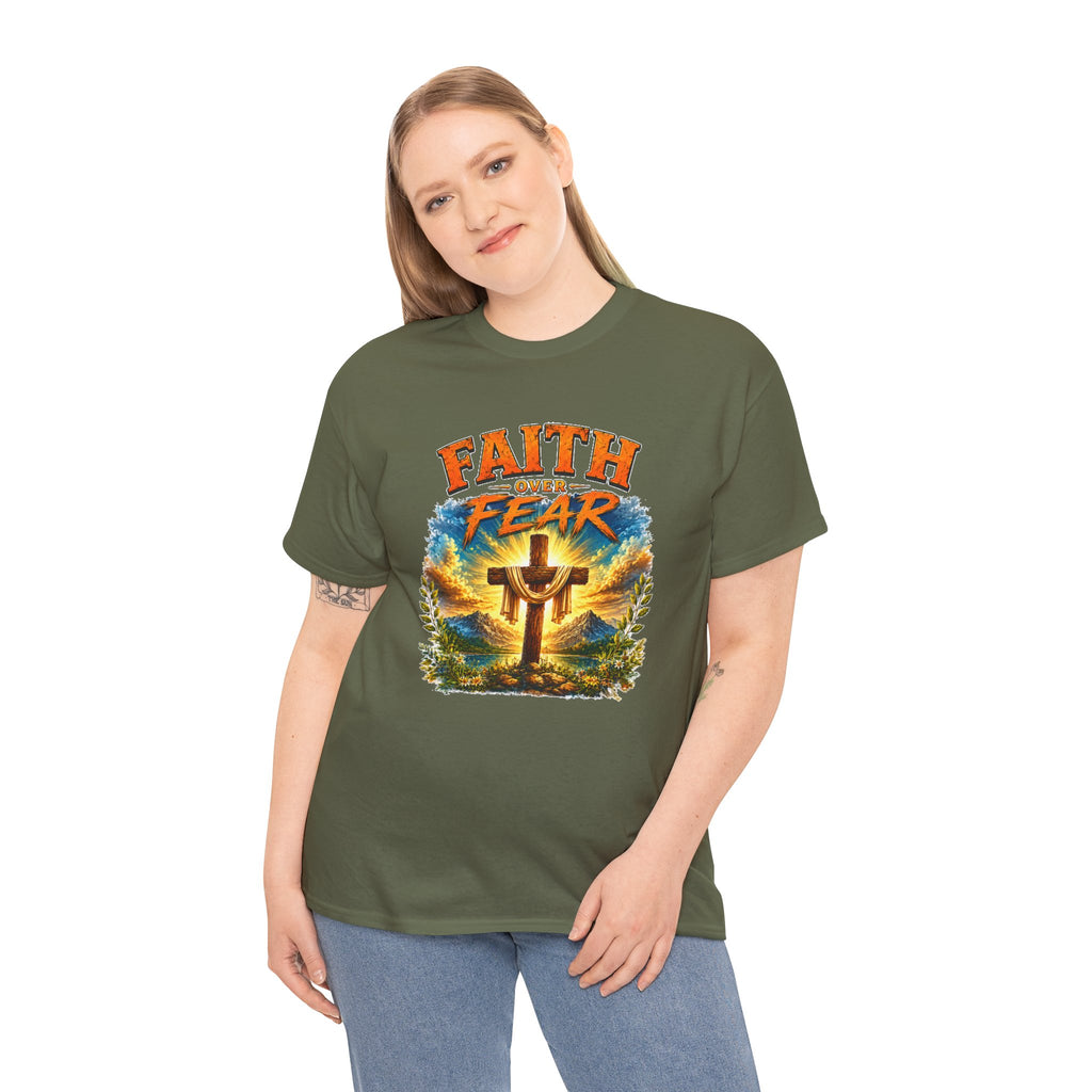 Faith Over Fear Christian T-Shirt | Cross Graphic Tee | Religious Unisex Shirt | Christian Gift