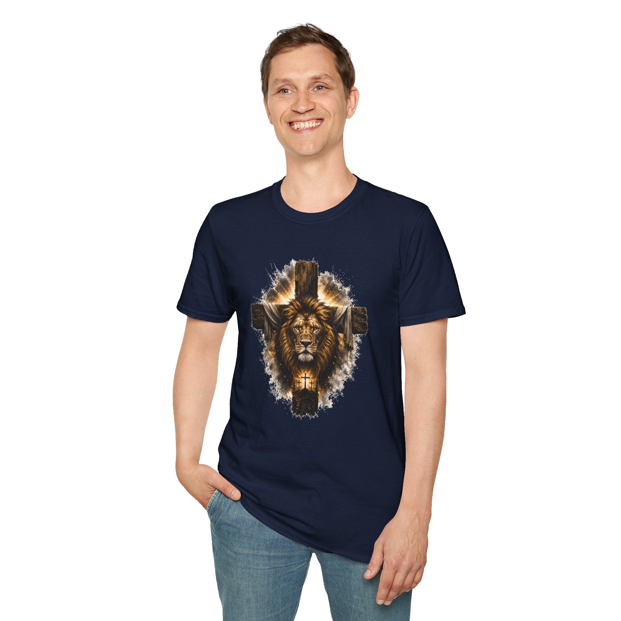Lion Cross T-Shirt, Christian Faith Shirt, Lion of Judah Graphic Tee, Religious Gift