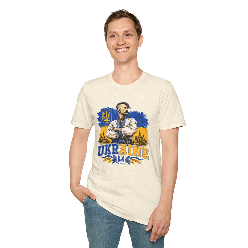 T-Shirt — Ukraine Cossack Patriotic Tee with Tryzub Crest