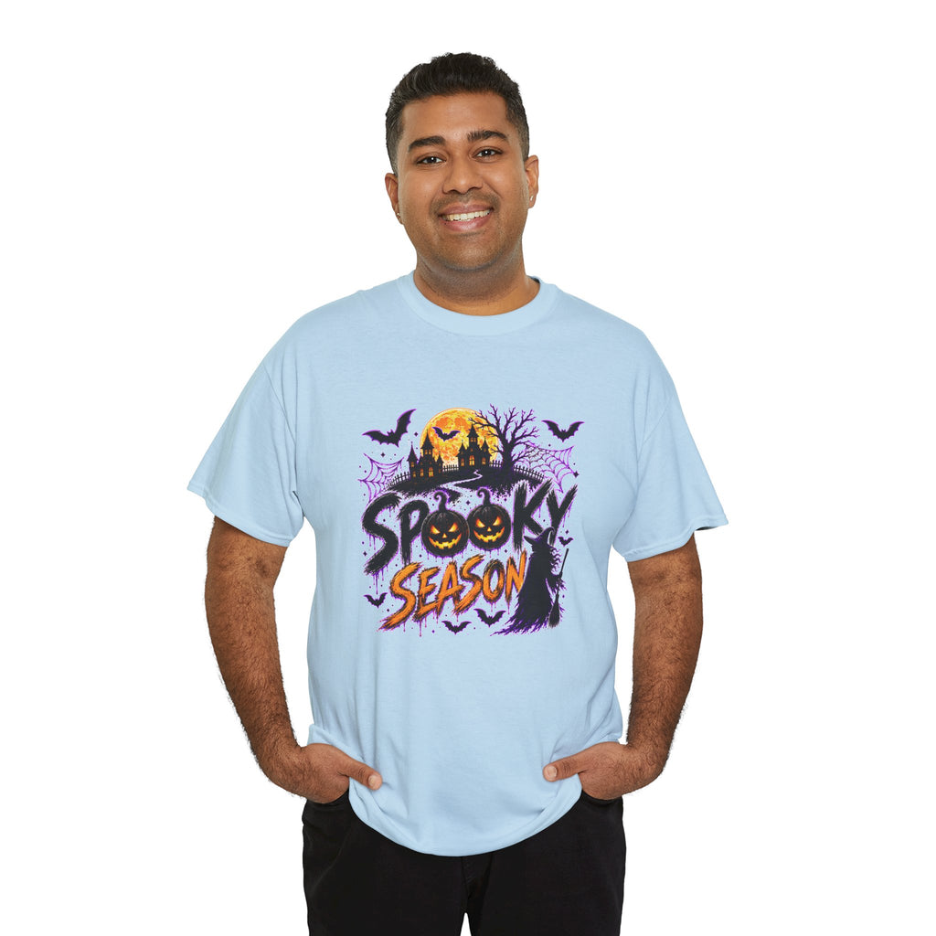 Spooky Season Halloween T-Shirt, Jack O Lantern Pumpkin Tee, Haunted House Graphic Shirt, Unisex Halloween Tee