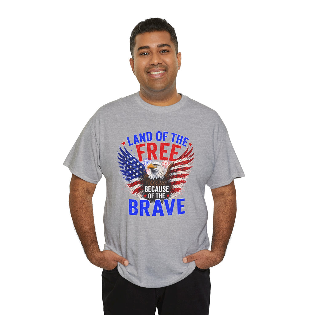 Land of the Free Because of the Brave Shirt, Patriotic Eagle T-Shirt, American Flag Tee, 4th of July Shirt, Veteran Gift, USA Pride Tee