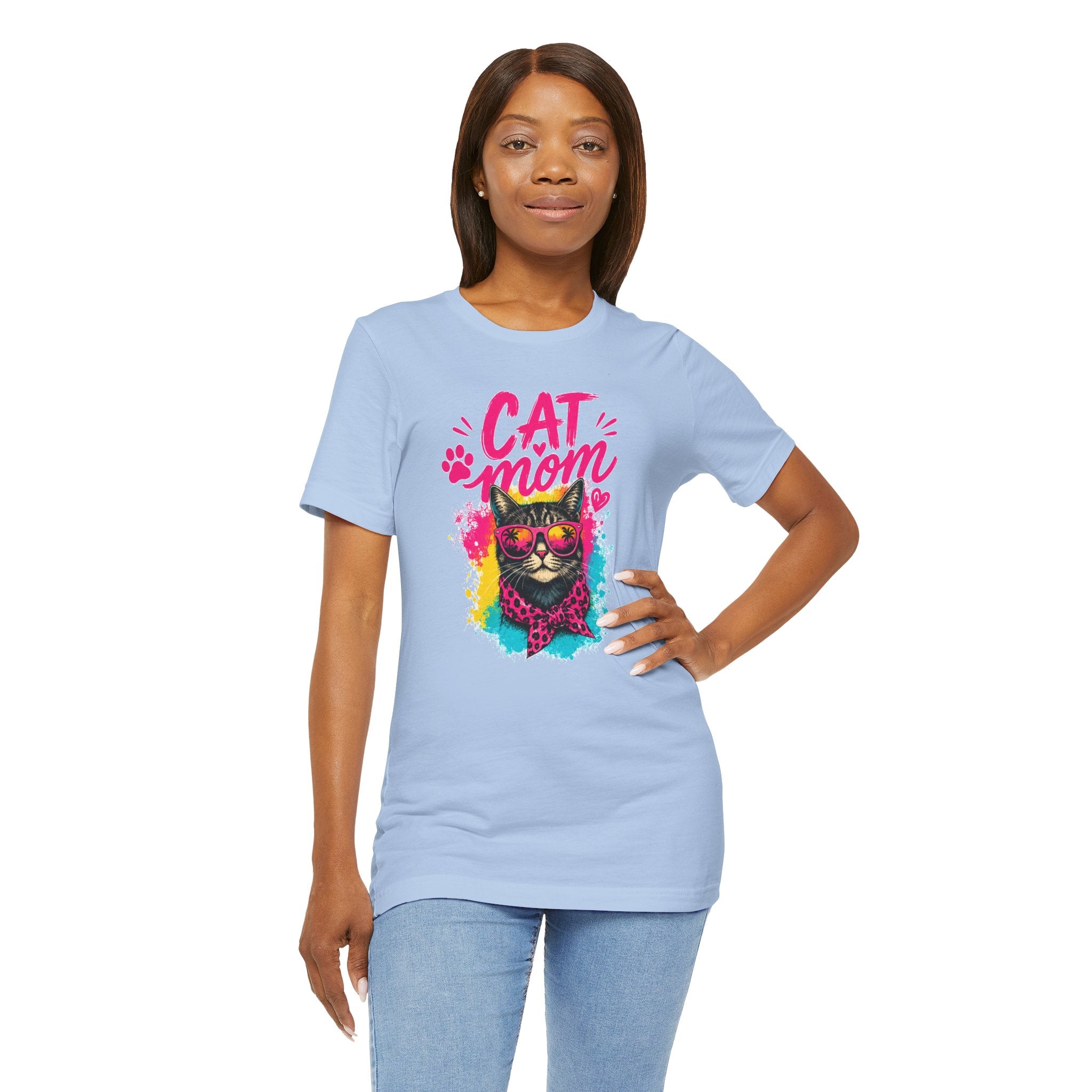 Cat Mom T-Shirt | Funny Cat Mom Gift | Colorful Retro Cat Lover Tee | Cute Cat Graphic Shirt | Unisex Cat Mom Tee