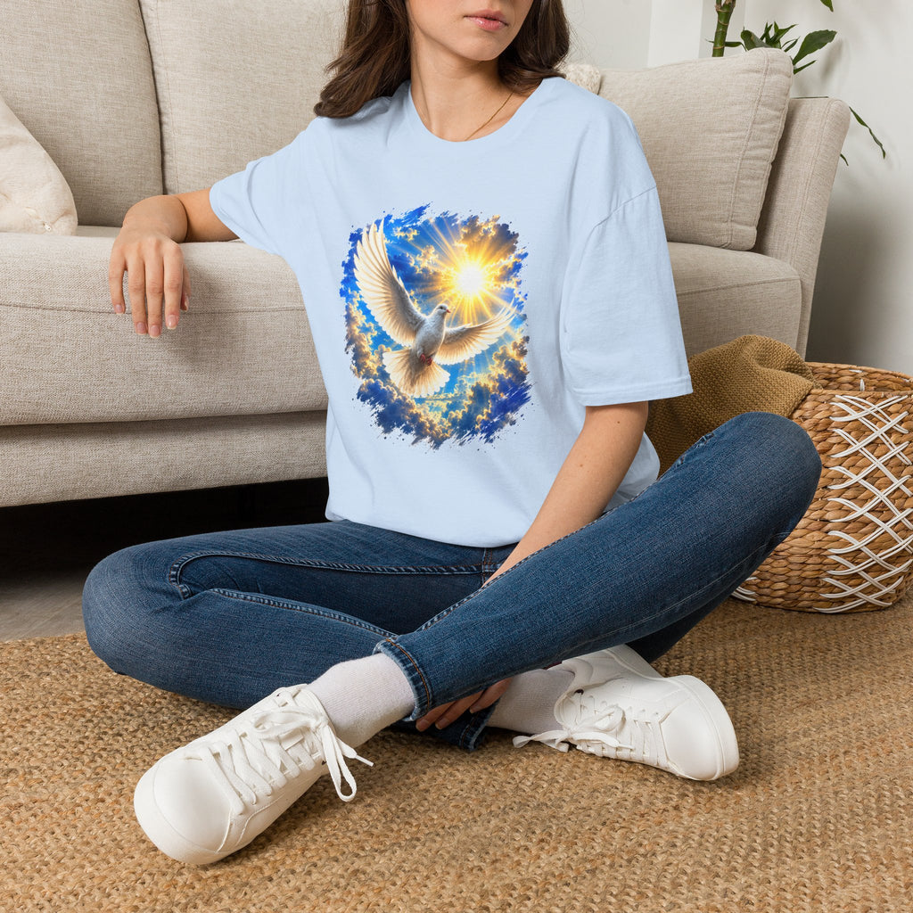Dove of Light T-Shirt | White Dove Graphic Tee | Peace & Hope Shirt | Inspirational Bird Tee | Christian Gift | Unisex Graphic T-Shirt