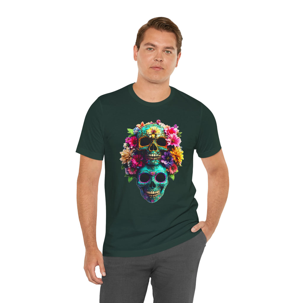 Floral Skull T-Shirt, Day of the Dead Shirt, Sugar Skull Graphic Tee, Colorful Skull Tee, Gothic Floral Shirt