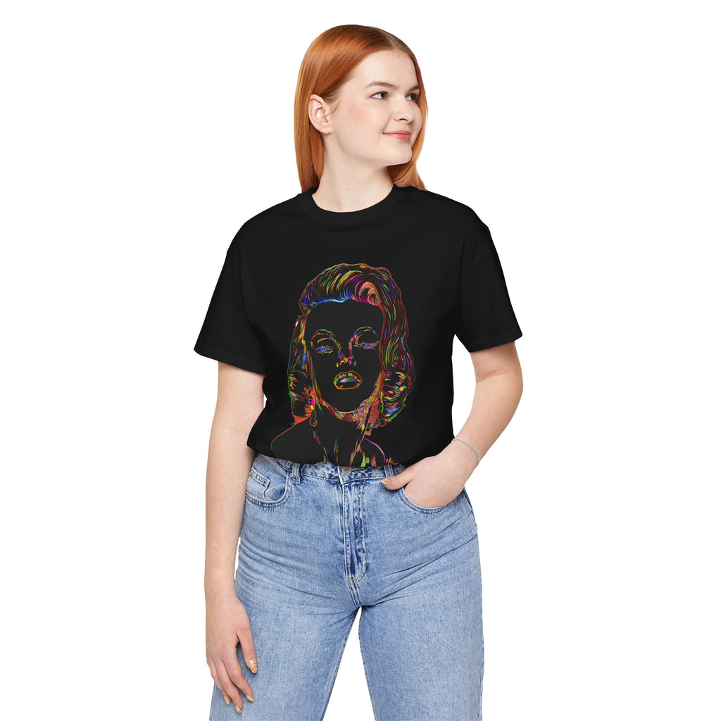 Neon Pop Art Portrait T-Shirt – Retro Rainbow Graphic Tee