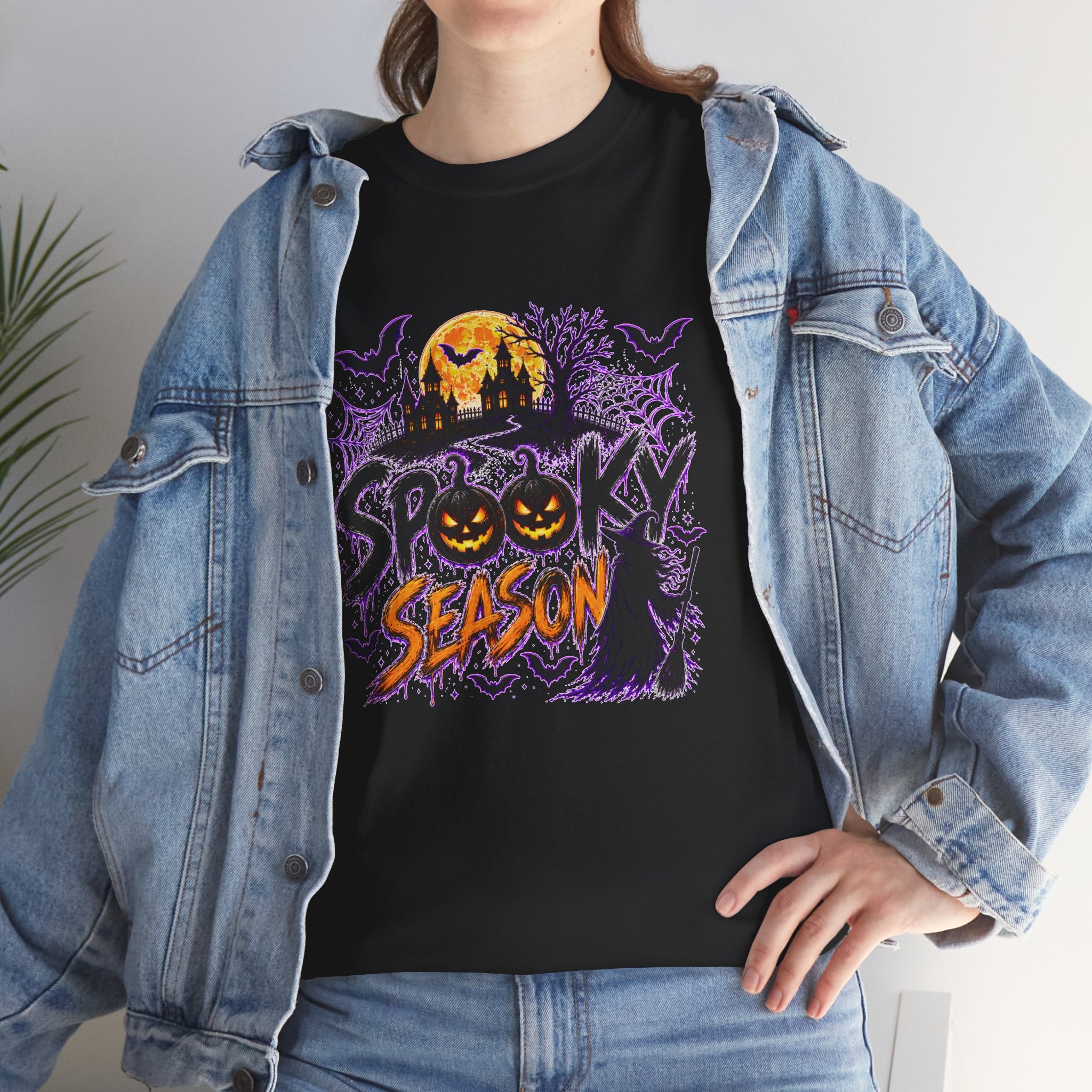 Spooky Season Halloween T-Shirt, Jack O Lantern Pumpkin Tee, Haunted House Graphic Shirt, Unisex Halloween Tee