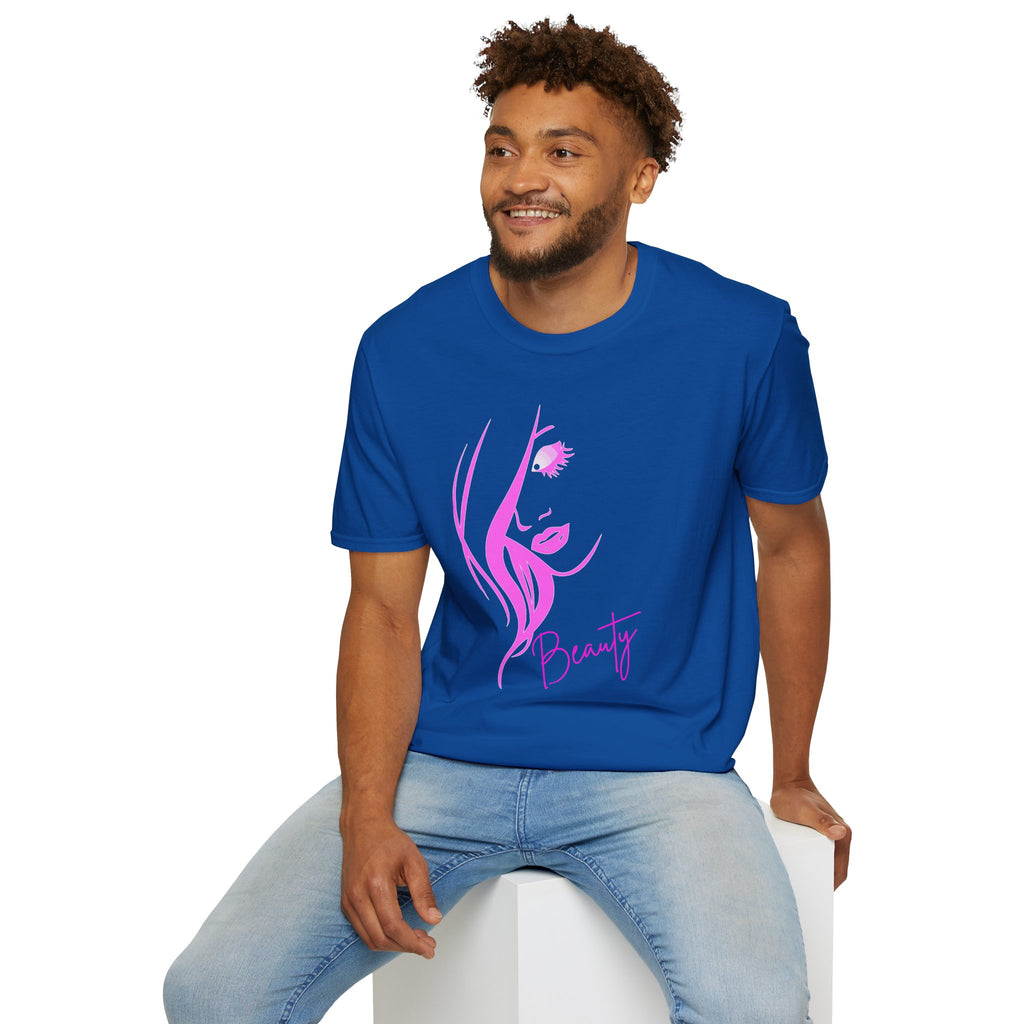 Beauty Face Line Art T-Shirt, Makeup Artist Shirt, Aesthetic Pink Graphic Tee, Gift for Women