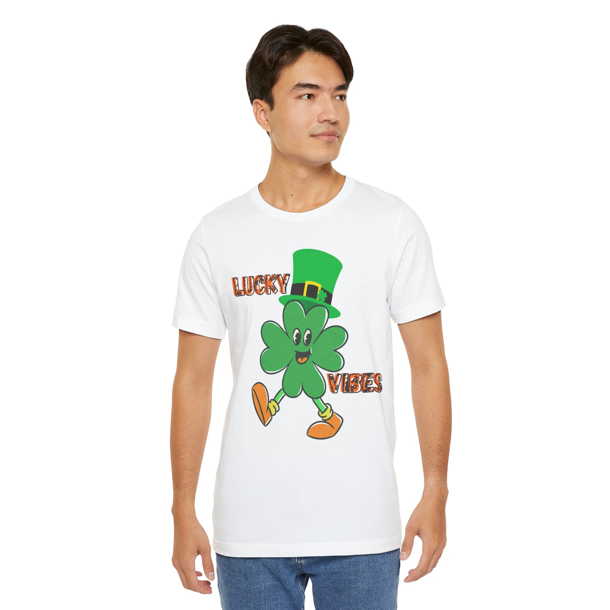Lucky Vibes Saint Patrick's Day T-Shirt — Walking Shamrock Graphic Tee