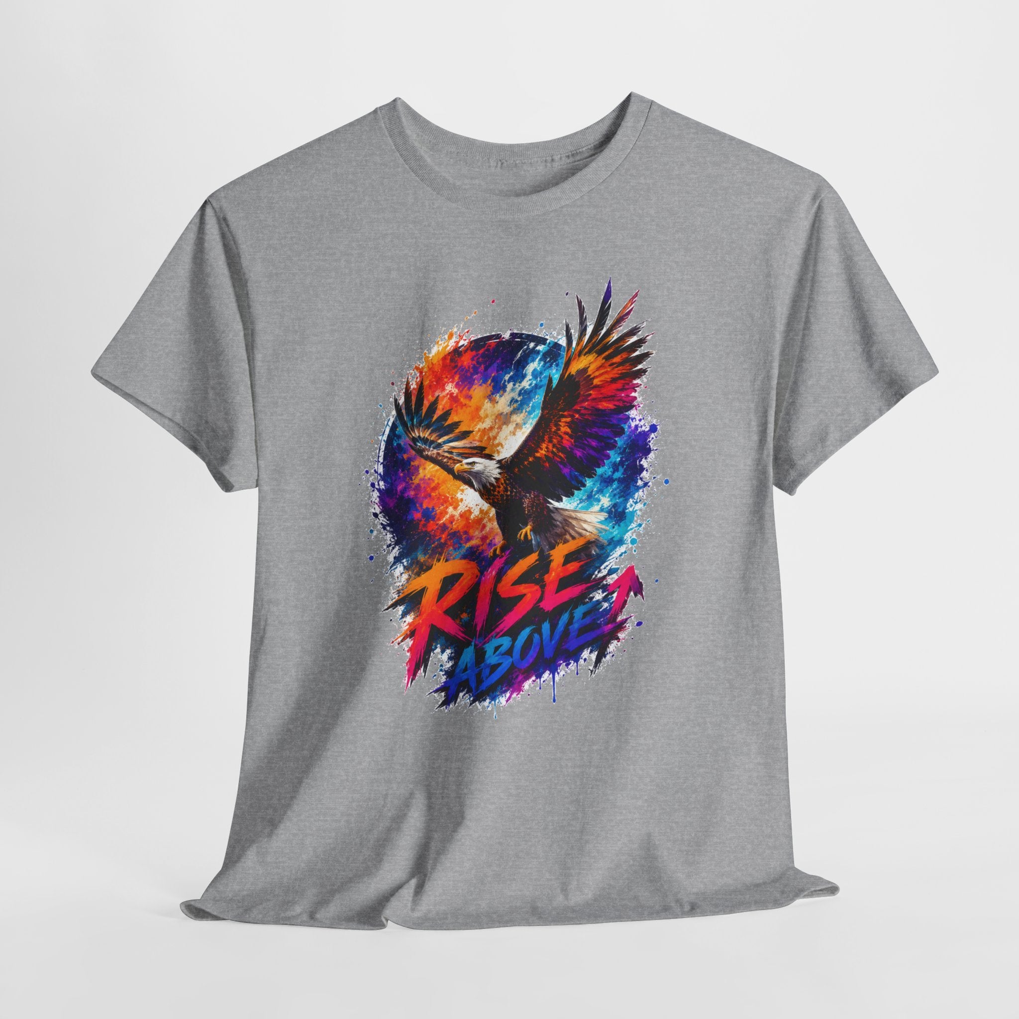 Rise Above Eagle Graphic T-Shirt | Motivational Unisex Tee | Colorful Freedom Bird Shirt
