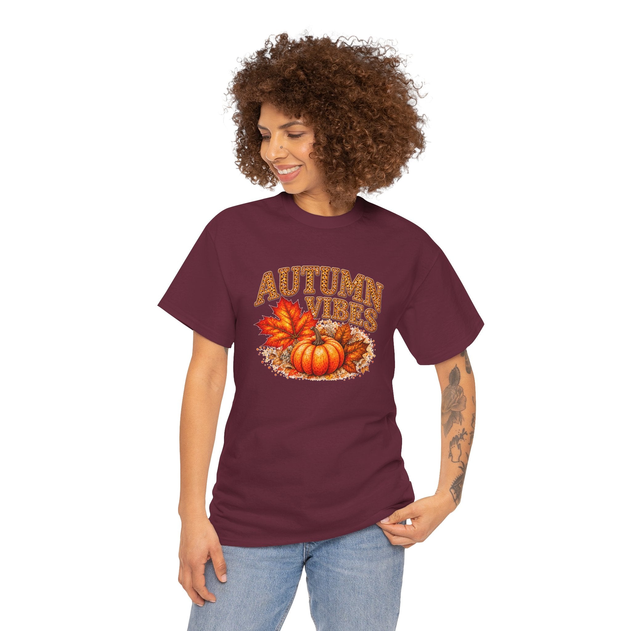 Autumn Vibes Pumpkin T-Shirt, Fall Leaves Graphic Tee, Cozy Fall Shirt, Thanksgiving Season Top