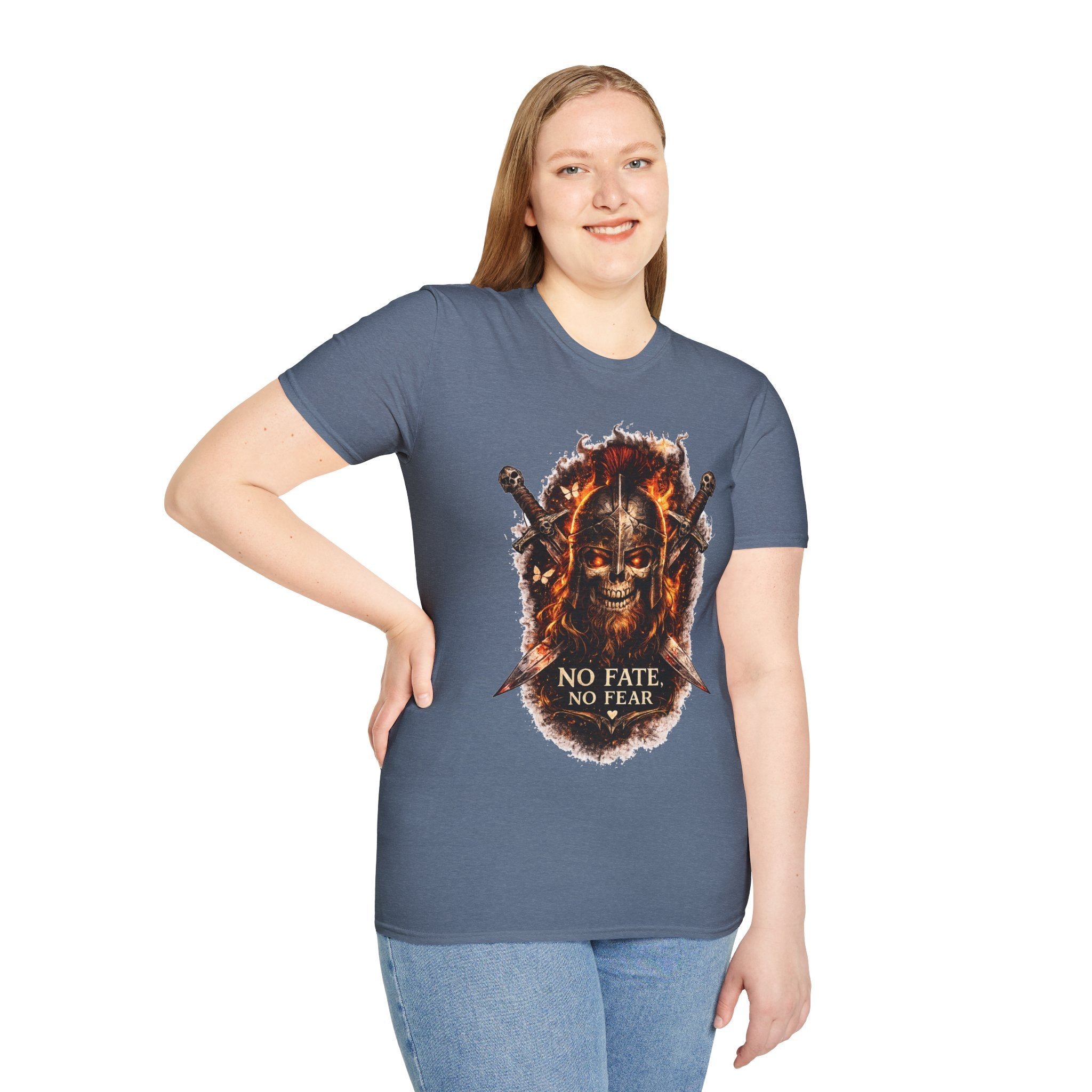 Viking Skull T-Shirt, Dragon Warrior Tee, Biker Graphic Shirt, Gothic Viking Shirt, No Fate No Fear Tee, Fantasy Streetwear