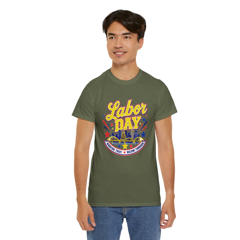 Labor Day Skyline T‑Shirt — Retro Stars & Stripes Celebration Tee
