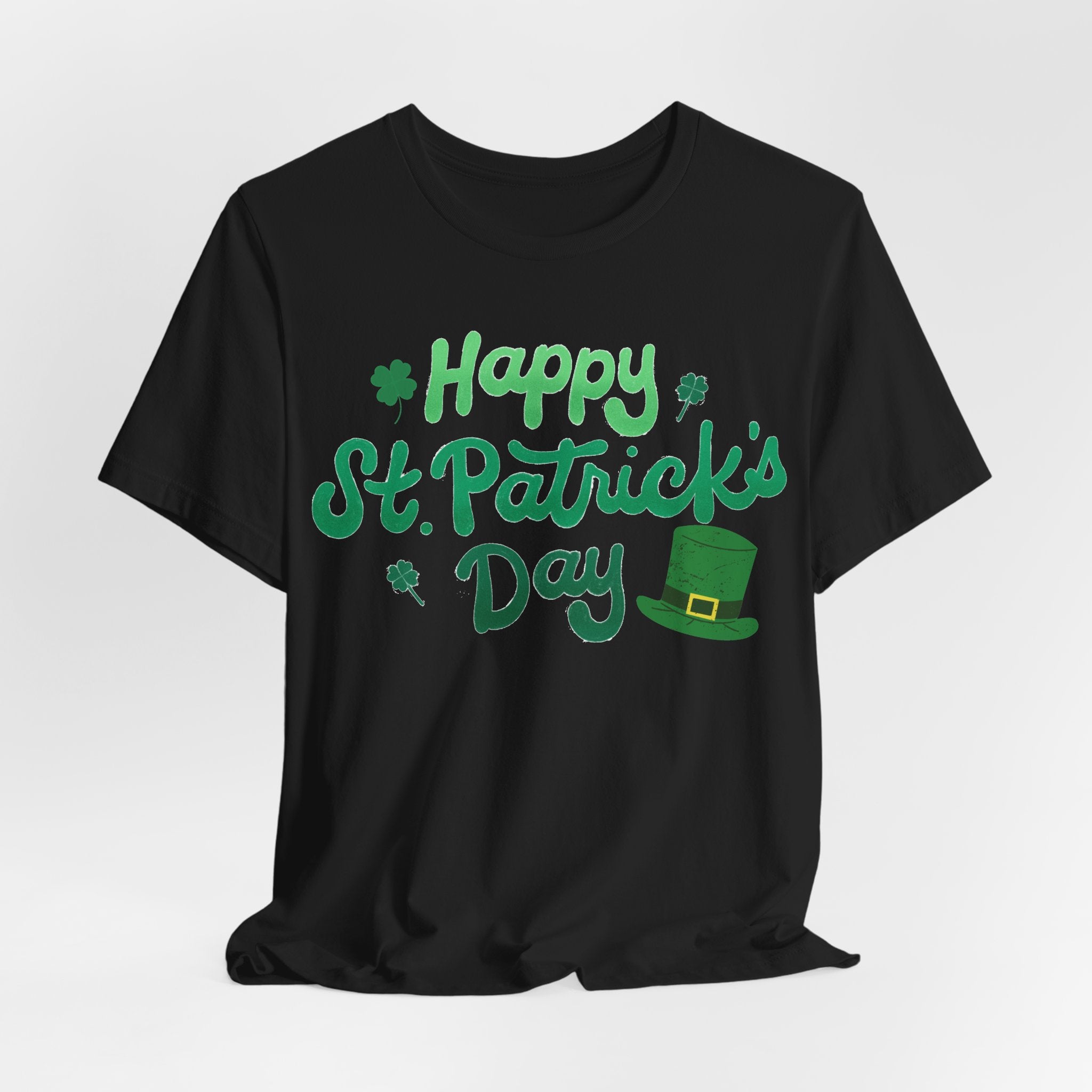 Happy St. Patrick's Day T-Shirt – Green Shamrock & Leprechaun Hat Tee