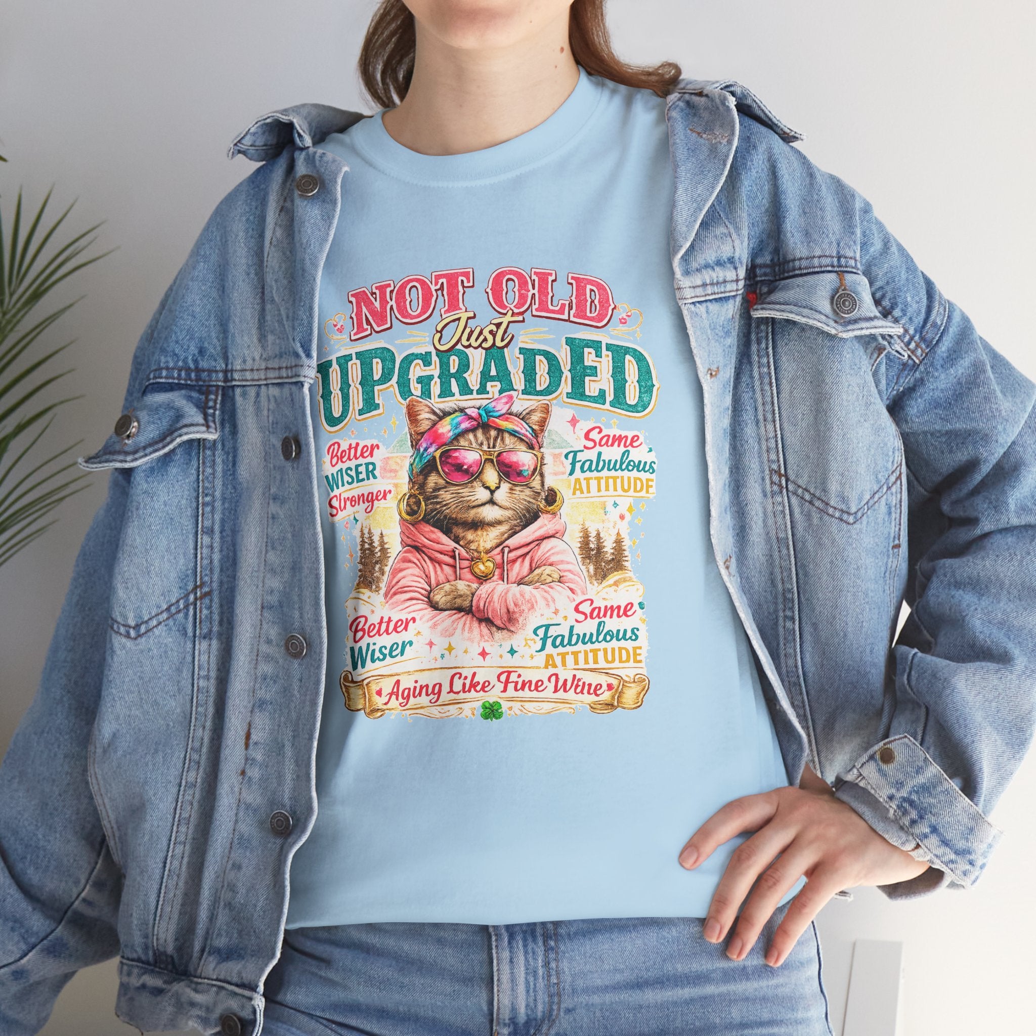 Not Old Just Upgraded Cat T-Shirt | Funny Cat Lover Tee | Vintage Birthday Shirt | Cute Kitty Graphic Tee | Gift for Cat Mom | Cat Lover Gift