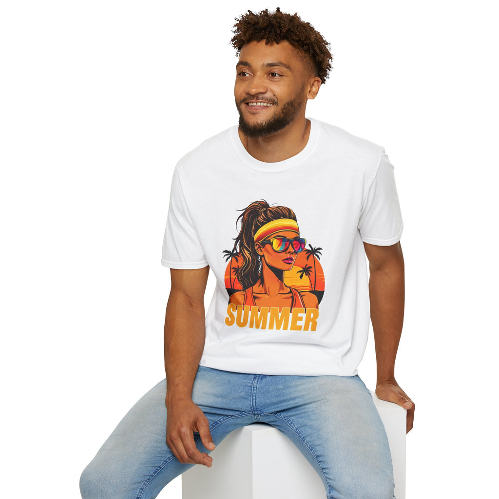 Summer Retro Graphic T-Shirt — 'SUMMER' Beach Babe Palm Tree Tee
