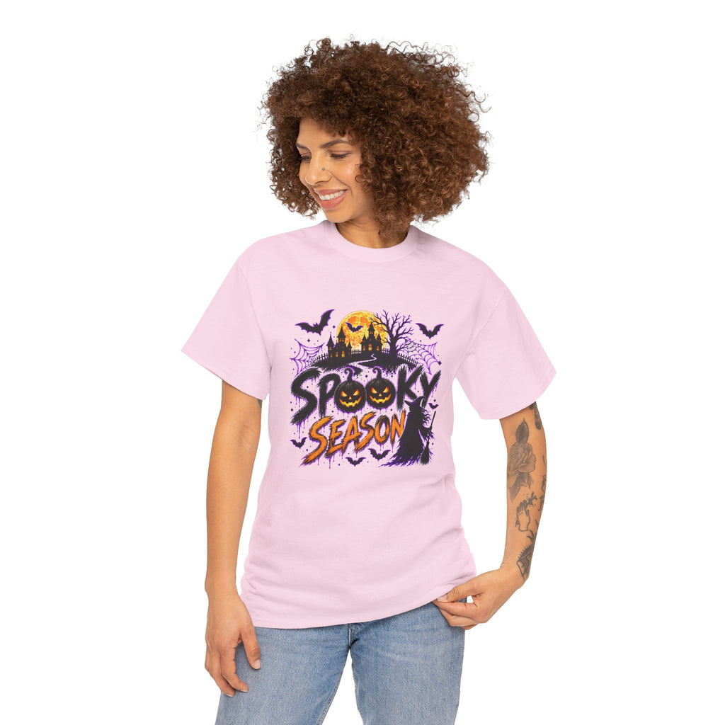 Spooky Season Halloween T-Shirt, Jack O Lantern Pumpkin Tee, Haunted House Graphic Shirt, Unisex Halloween Tee