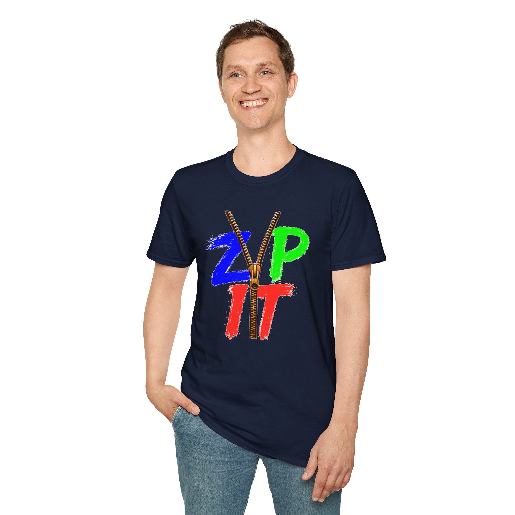 Zip It T-Shirt — Bold Color Zipper Graphic Tee