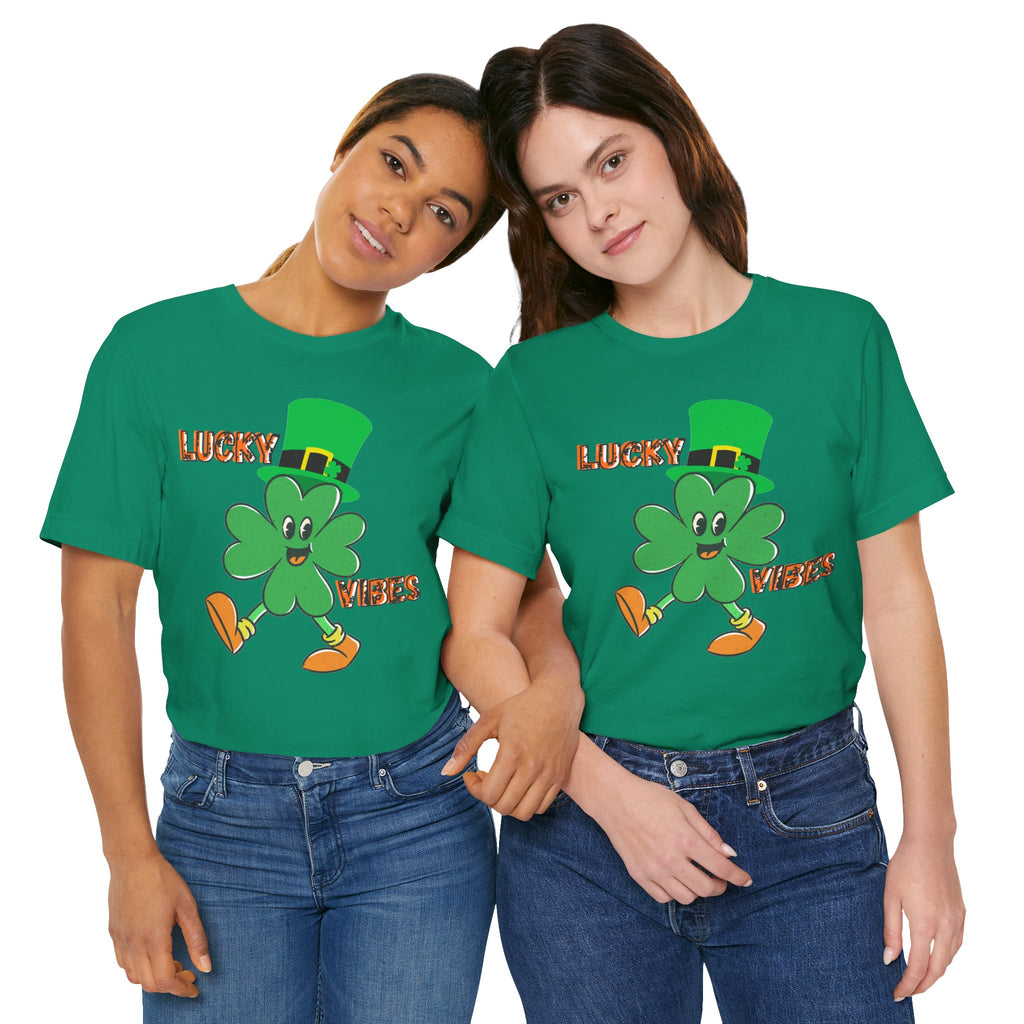 Lucky Vibes Saint Patrick's Day T-Shirt — Walking Shamrock Graphic Tee