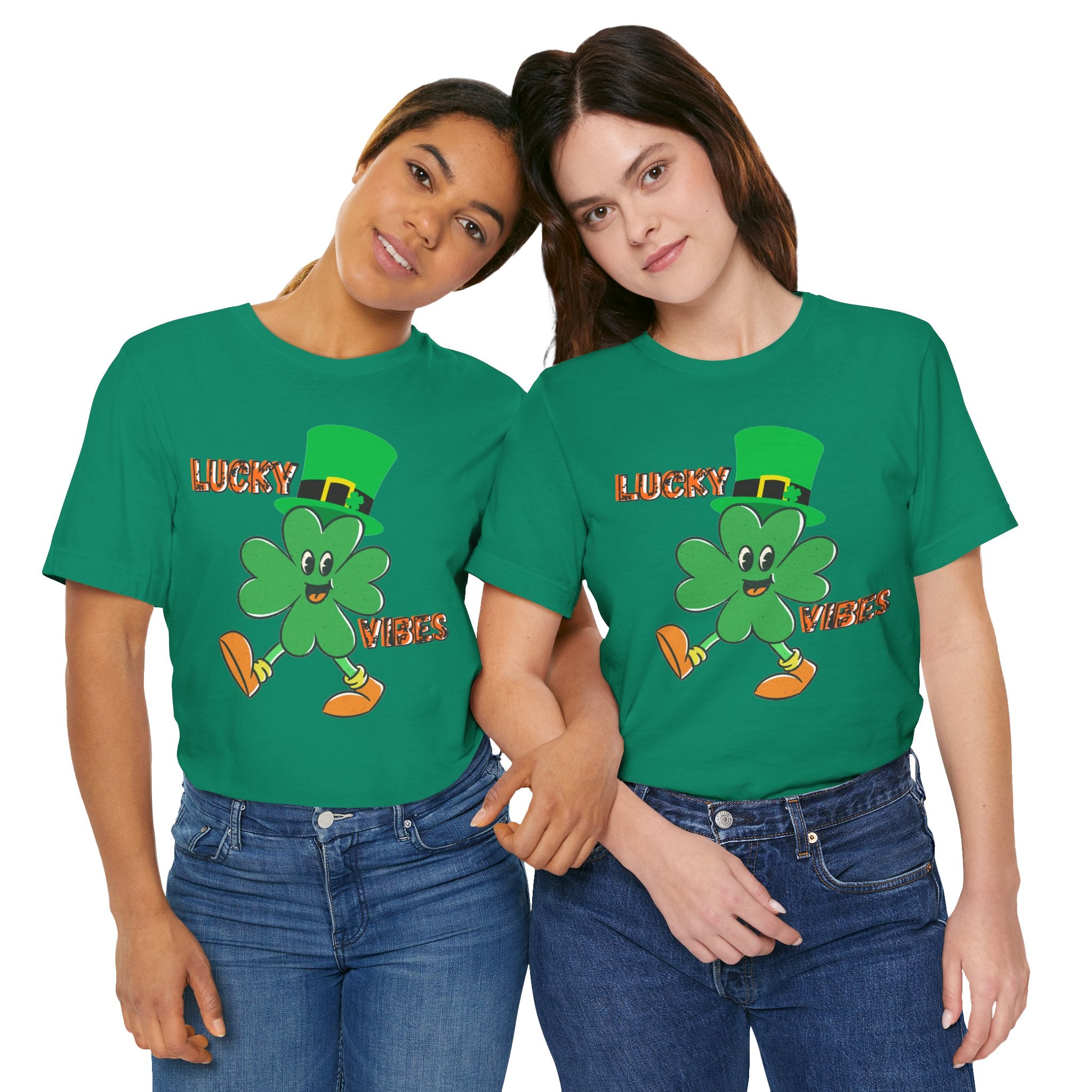 Lucky Vibes Saint Patrick's Day T-Shirt — Walking Shamrock Graphic Tee