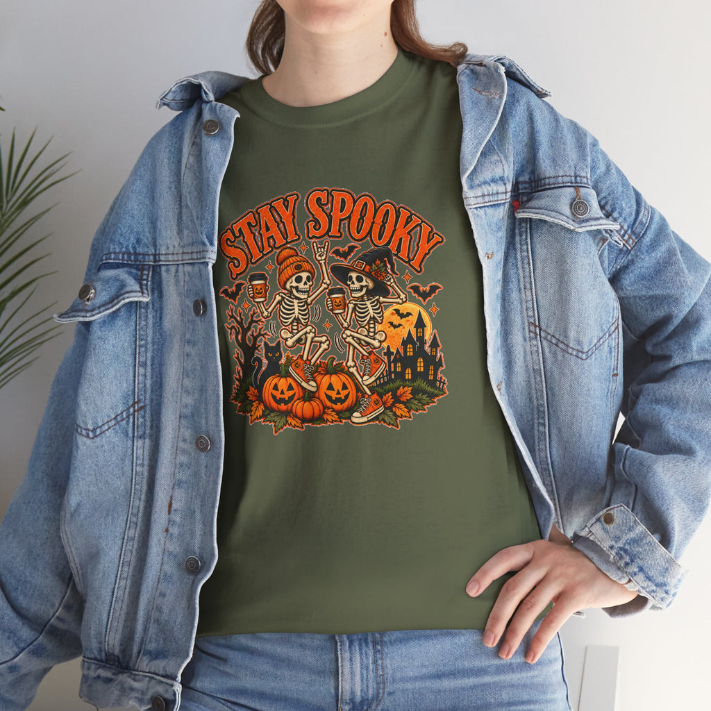 Stay Spooky Halloween Shirt | Dancing Skeleton Pumpkin Graphic Tee