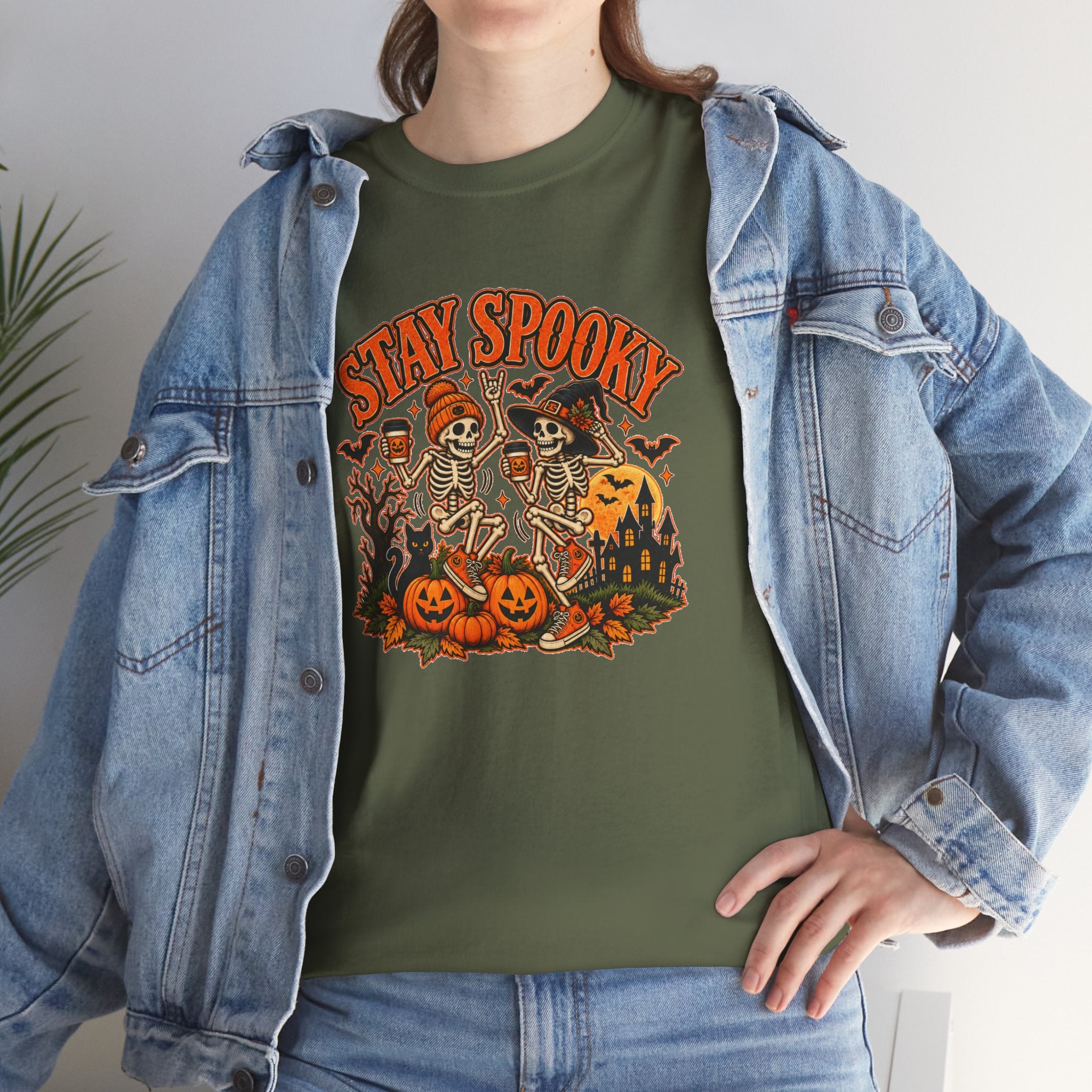Stay Spooky Halloween Shirt | Dancing Skeleton Pumpkin Graphic Tee