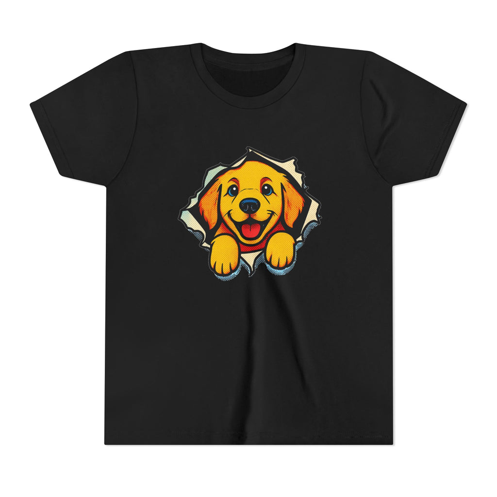 Kids T‑Shirt - Cute Golden Retriever Peeking Puppy Tee for Boys & Girls