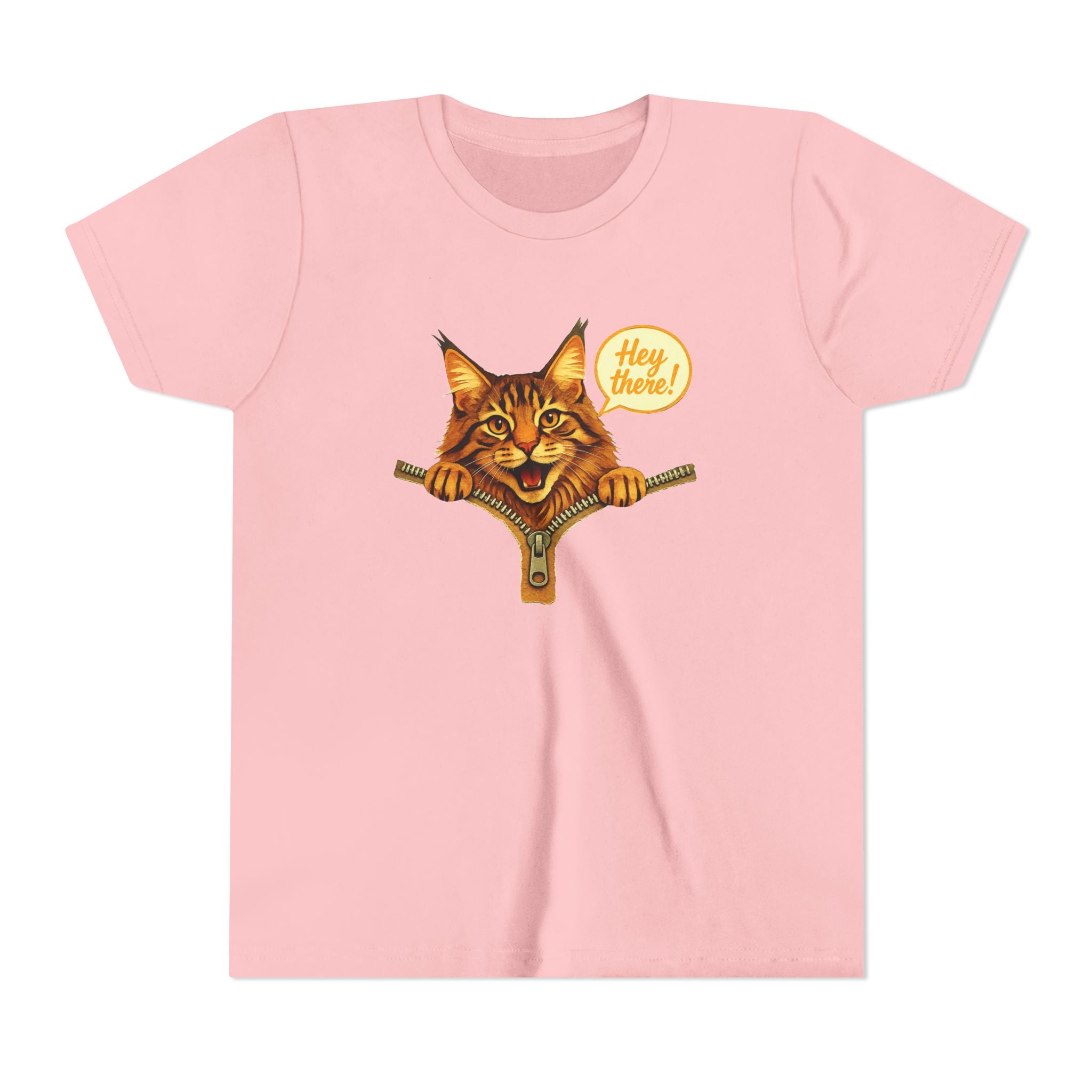 Cute Cat Youth Shirt, Hey There Kids Graphic Tee, Funny Cat T-Shirt for Kids, Animal Lover Youth Tee, Cute Kitty Shirt