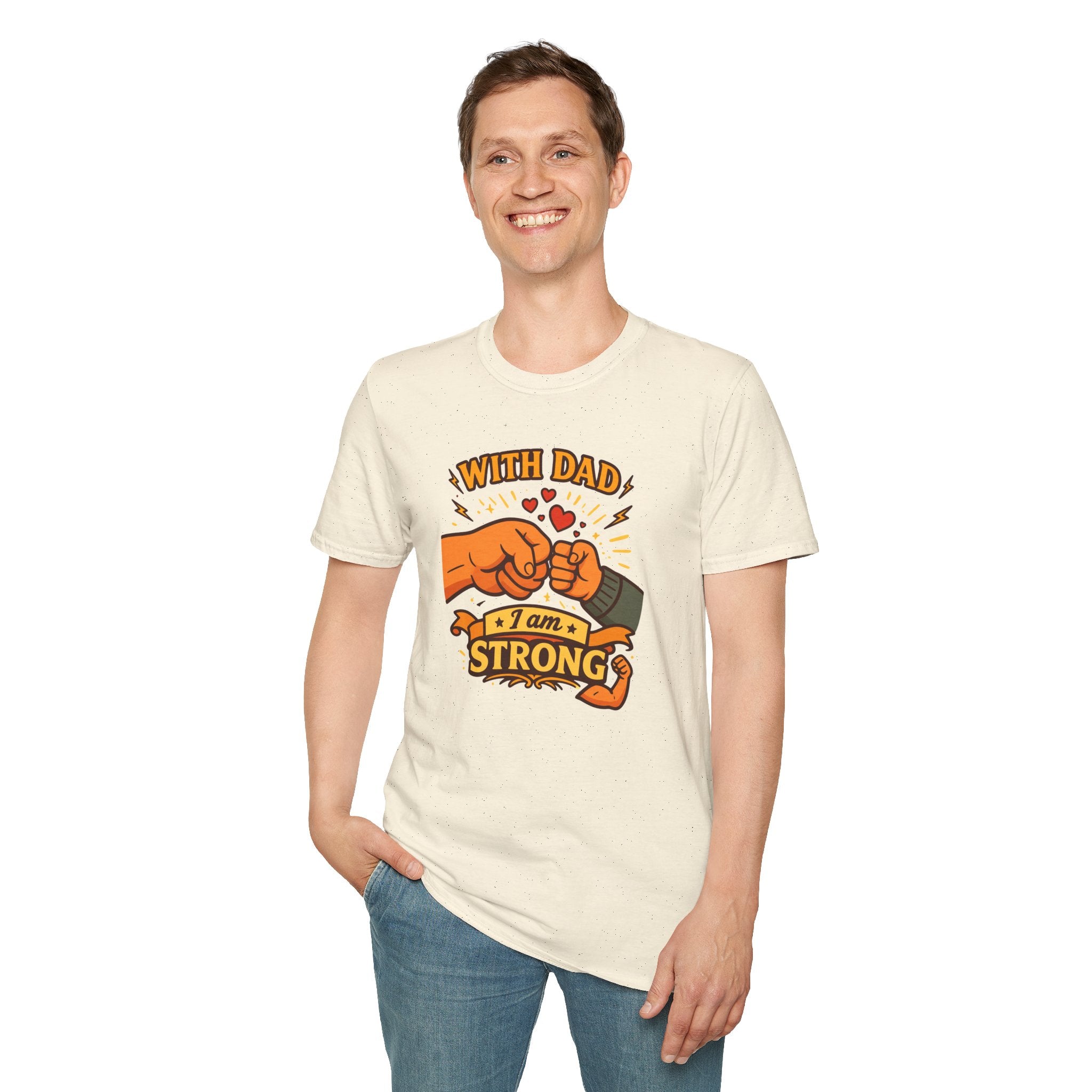 With Dad I Am Strong Shirt, Father’s Day Gift for Dad, Fist Bump Dad Tee, Matching Family Shirt, Cute Dad T-Shirt