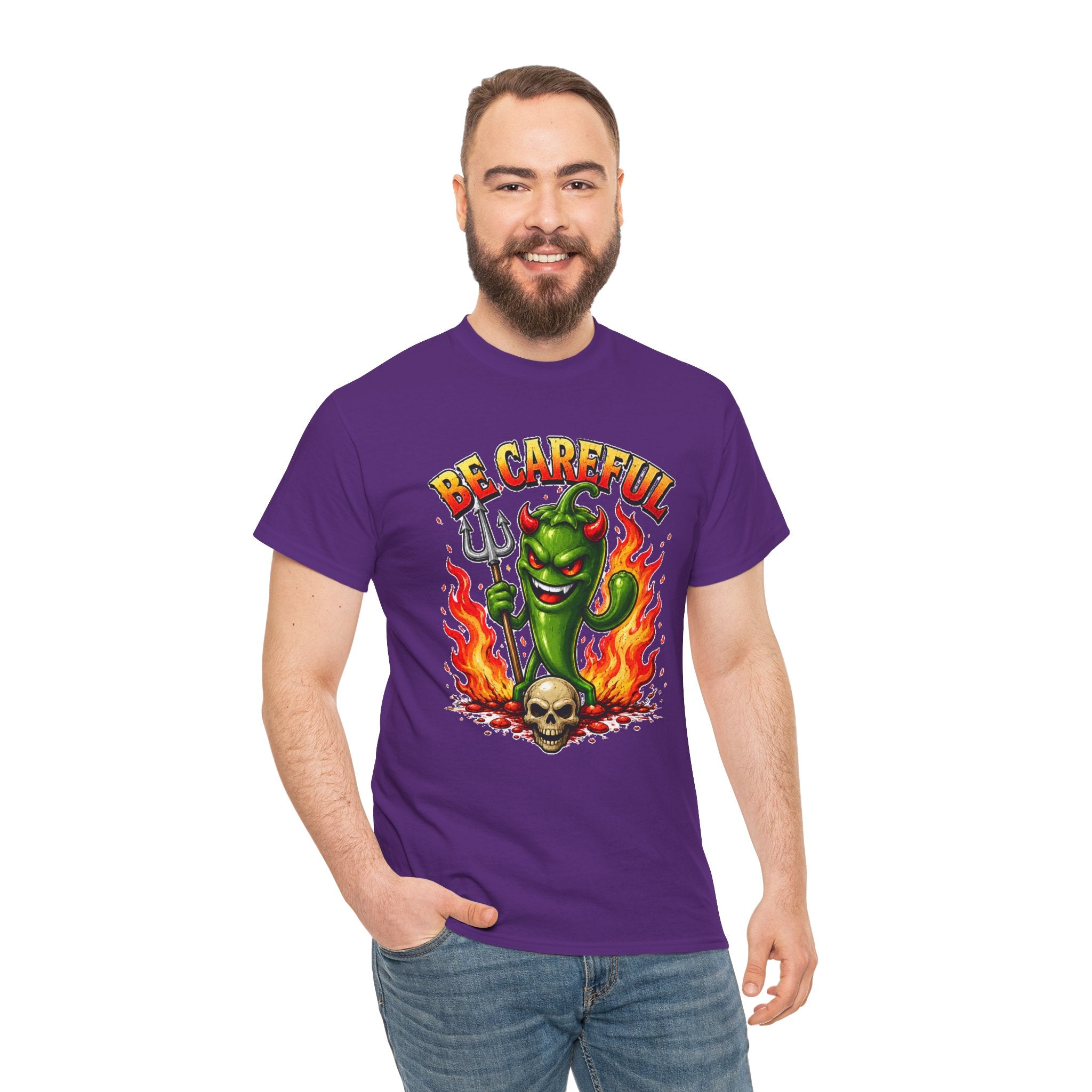 Be Careful Devil Pepper Shirt, Funny Spicy Pepper T-Shirt, Hot Chili Graphic Tee, Retro Tattoo Style Unisex Gift