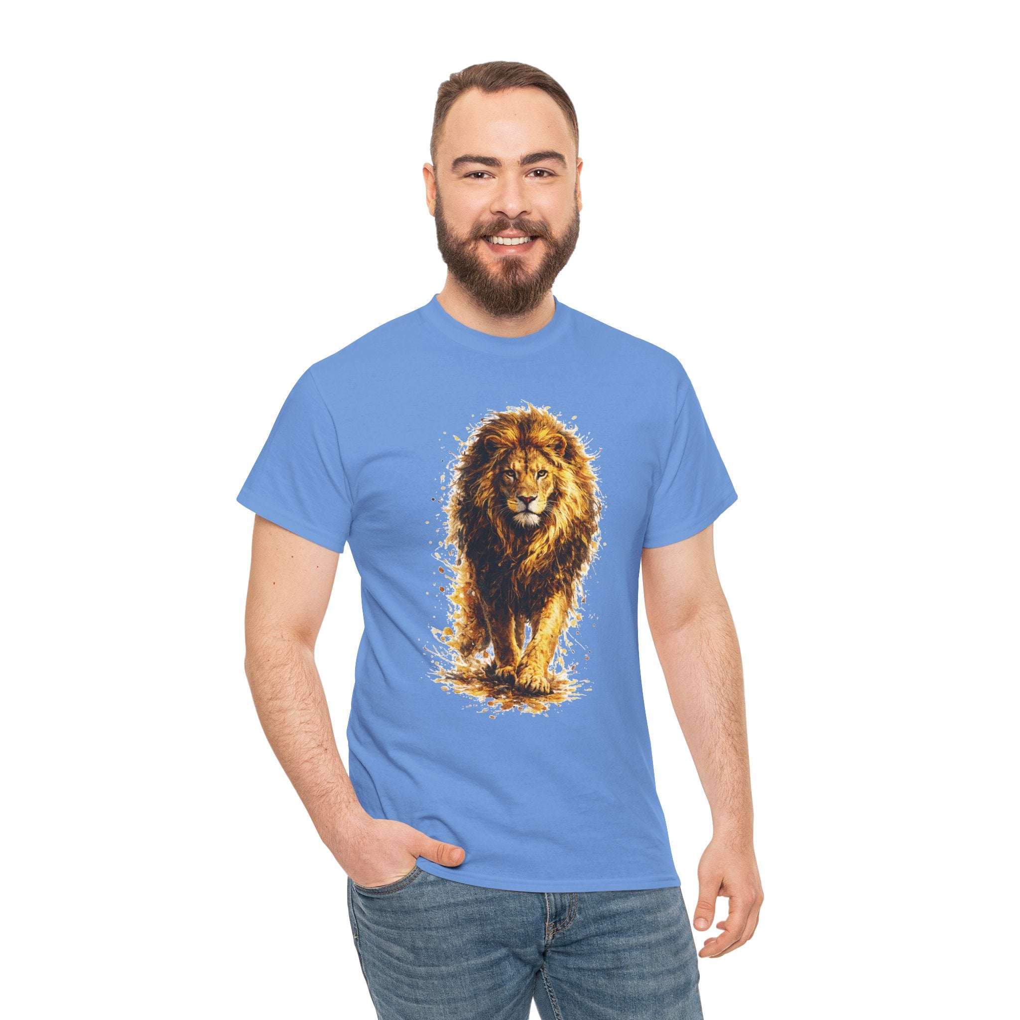 Lion Graphic T-Shirt, Majestic Walking Lion Tee, Watercolor Wildlife Shirt, Unisex Animal Graphic Tee, Lion Lover Gift, Nature Art Shirt