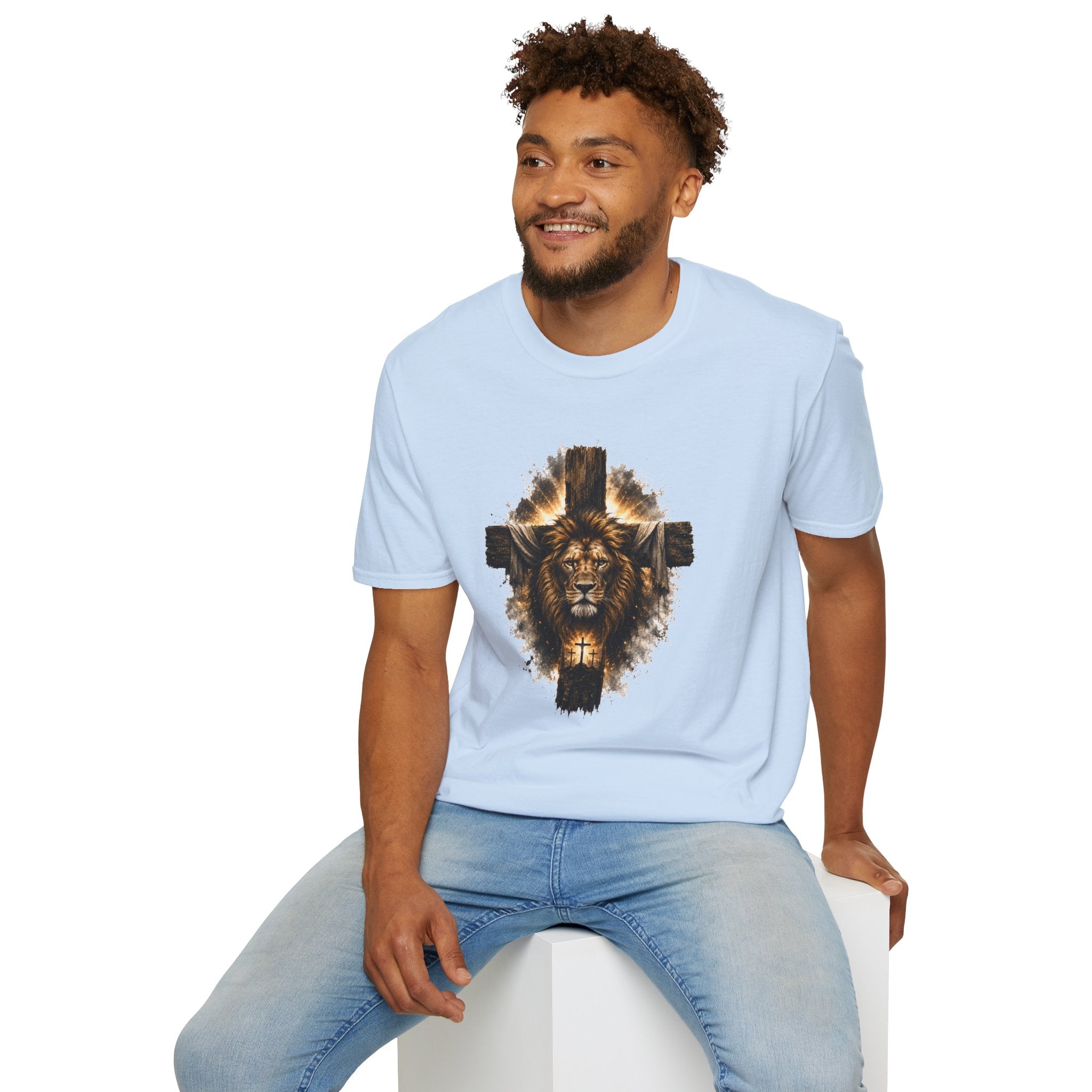 Lion Cross T-Shirt, Christian Faith Shirt, Lion of Judah Graphic Tee, Religious Gift
