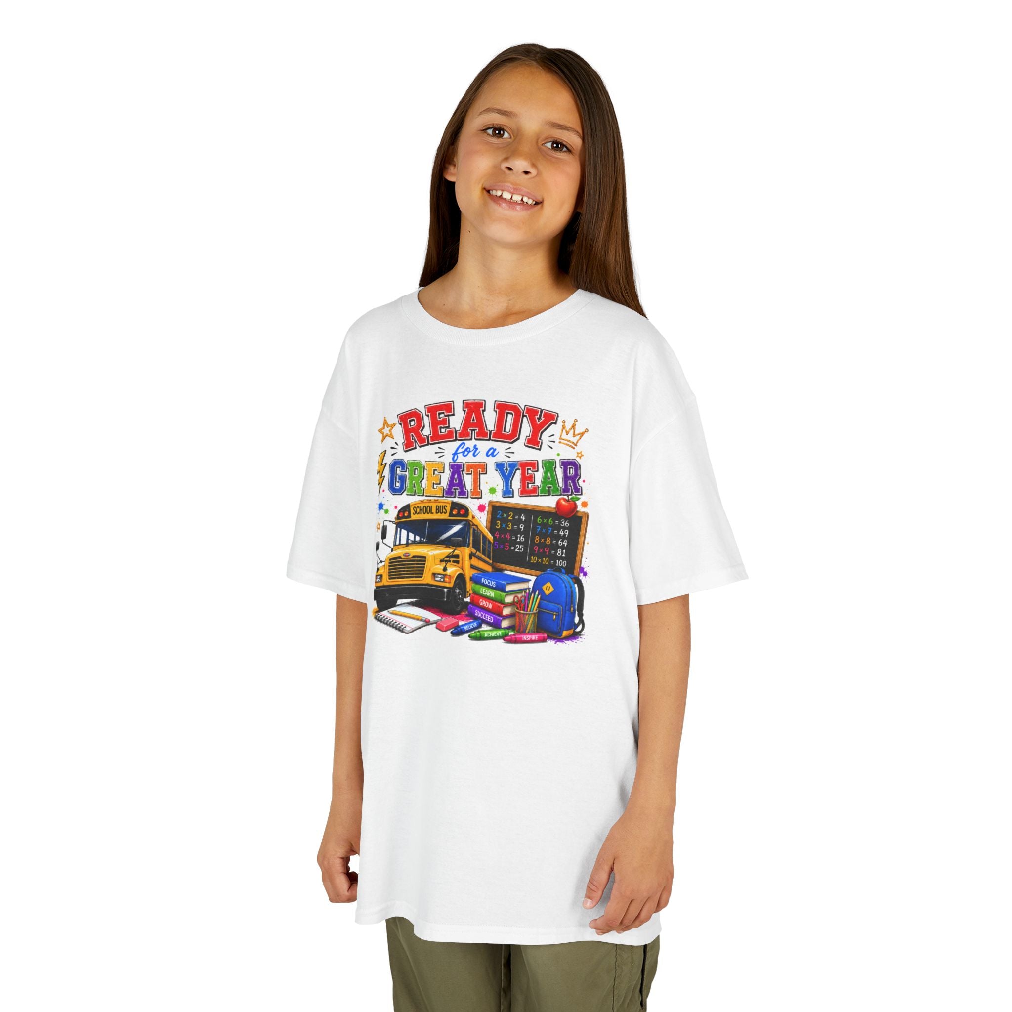 Kids T-Shirt — "Ready For A Great Year" School Bus Back-to-School Tee