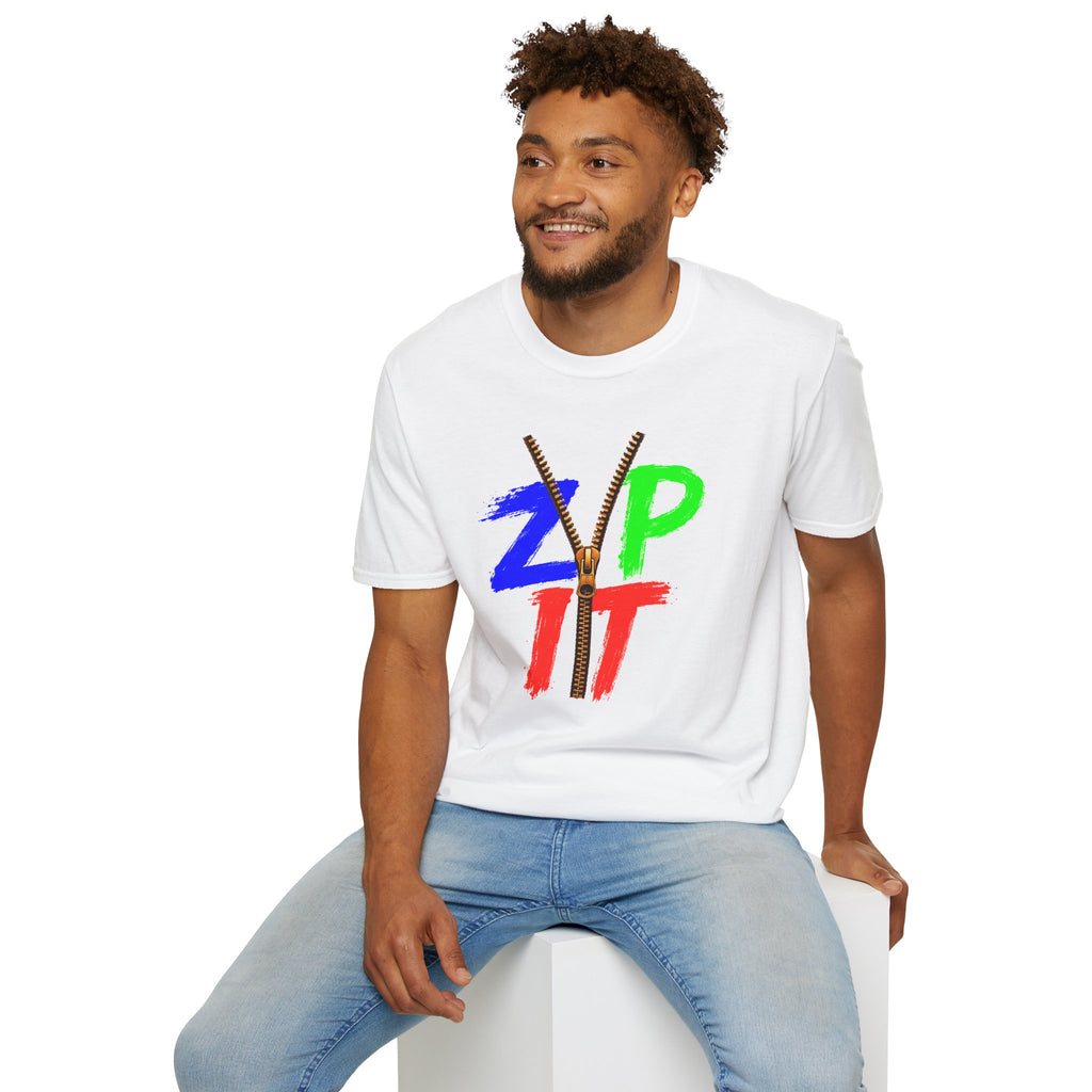 Zip It T-Shirt — Bold Color Zipper Graphic Tee