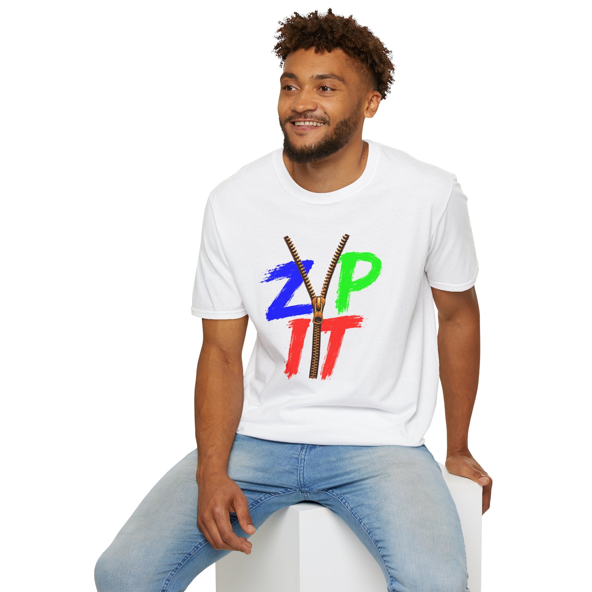 Zip It T-Shirt — Bold Color Zipper Graphic Tee