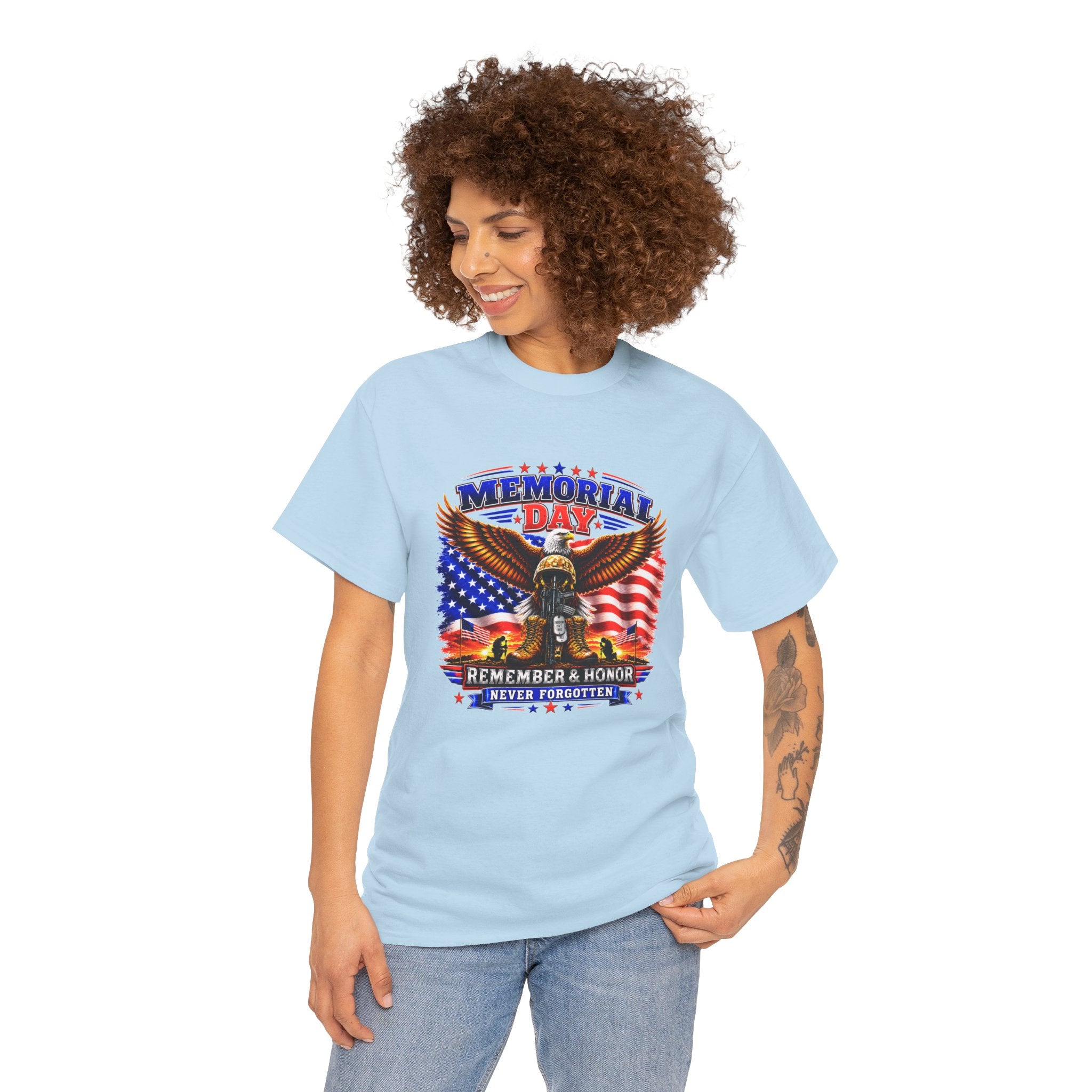 Memorial Day Shirt, Patriotic Eagle T-Shirt, Remember & Honor Tee, American Flag Graphic Shirt, Military Tribute Gift