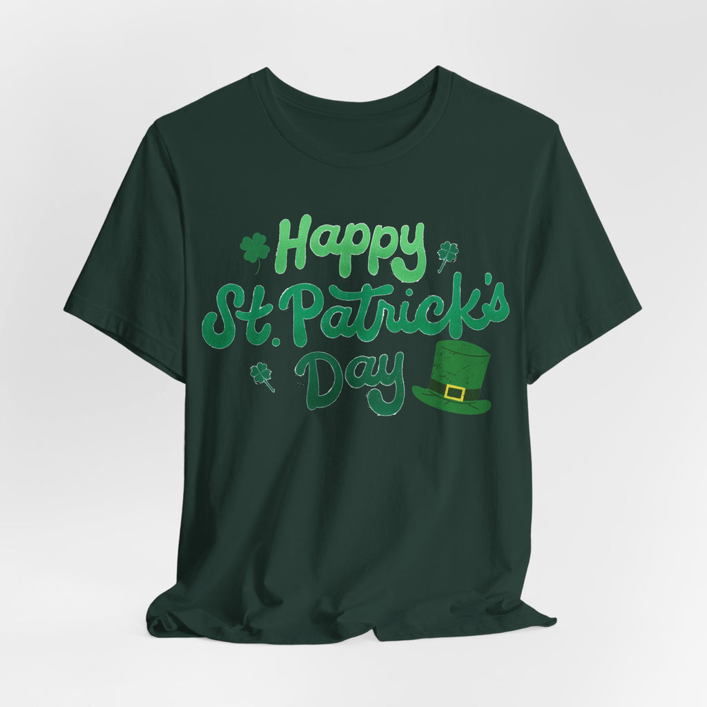 Happy St. Patrick's Day T-Shirt – Green Shamrock & Leprechaun Hat Tee