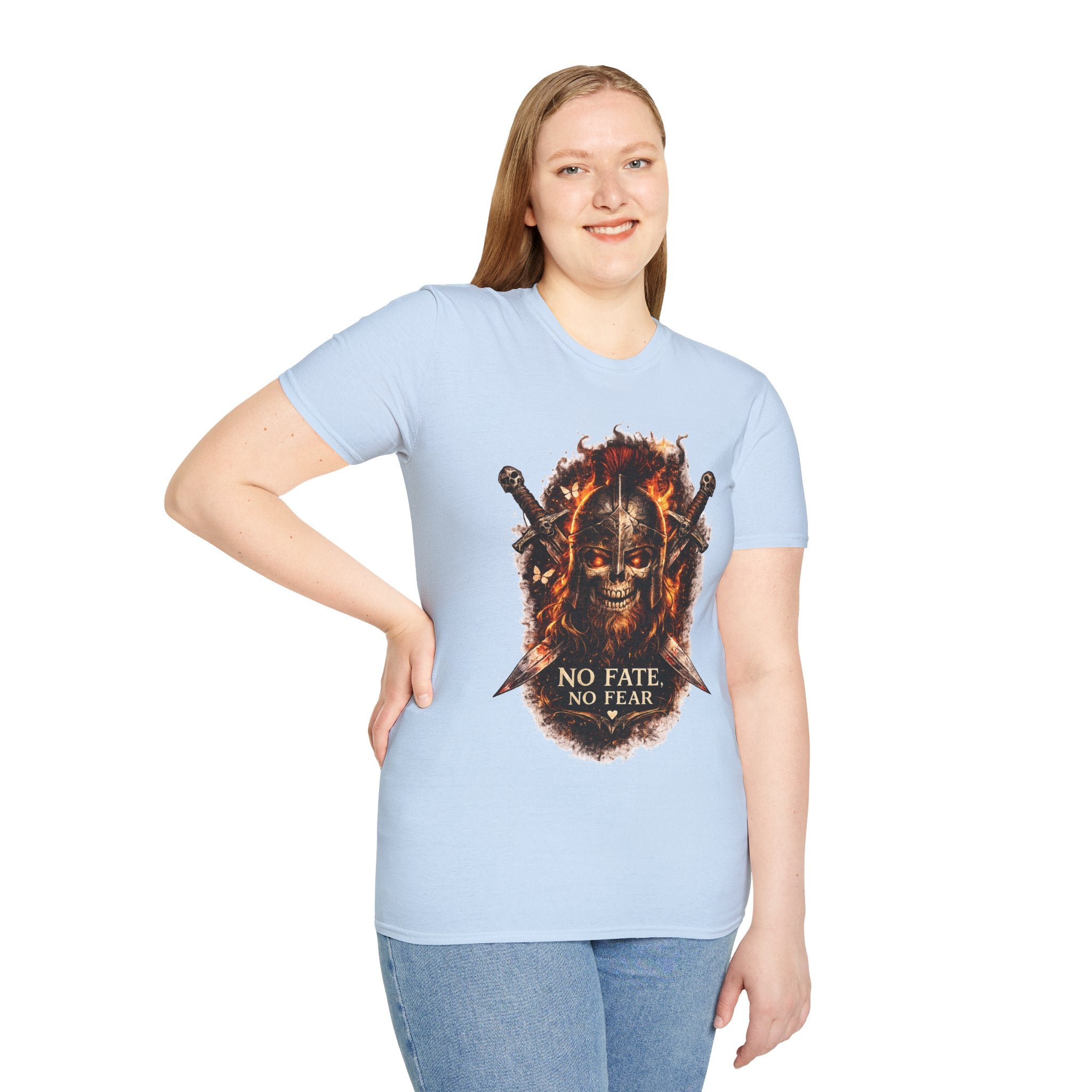 Viking Skull T-Shirt, Dragon Warrior Tee, Biker Graphic Shirt, Gothic Viking Shirt, No Fate No Fear Tee, Fantasy Streetwear